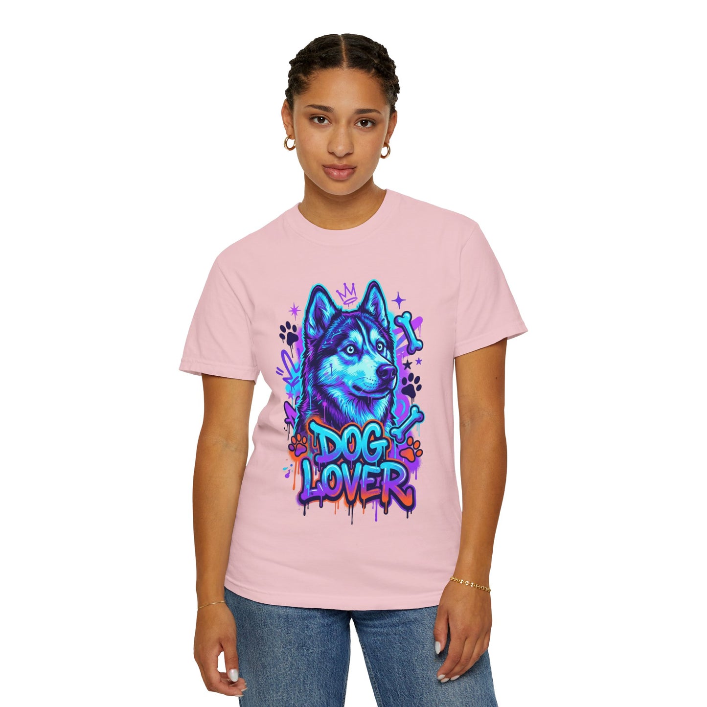 Dog Lover T-Shirt — Neon Husky Graphic Tee