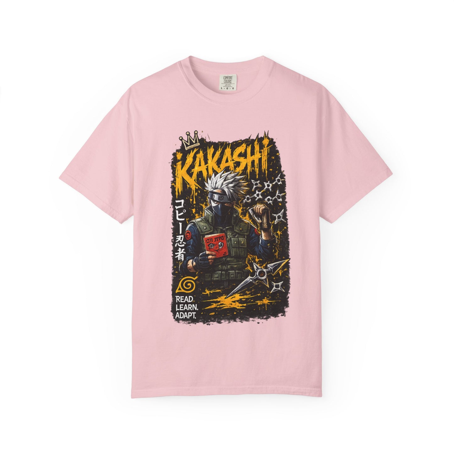 Kakashi Graphic T-Shirt — Anime Ninja Print, 'Read. Learn. Adapt.'