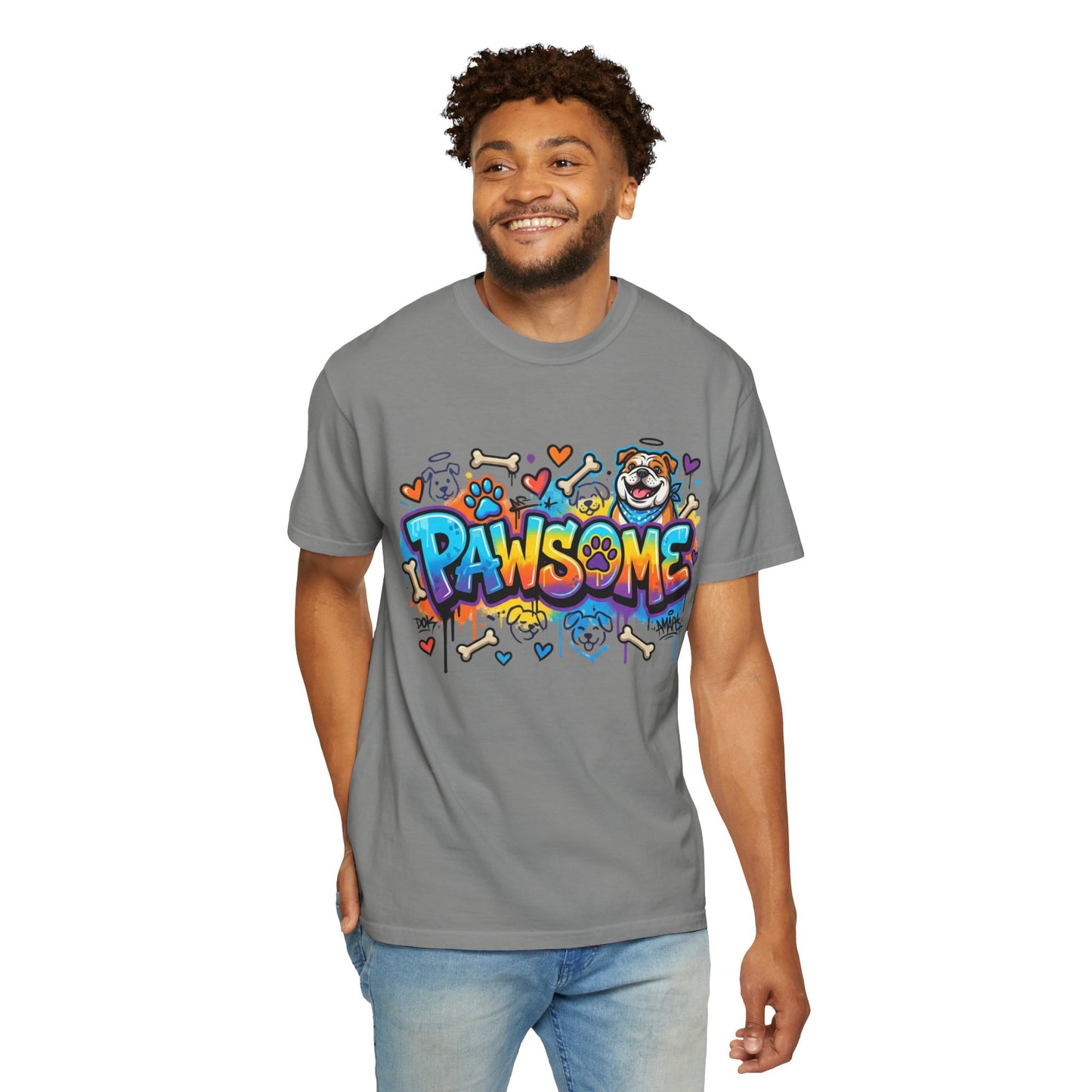 Pawsome Graffiti Dog T-Shirt — Colorful Pet Lover Tee