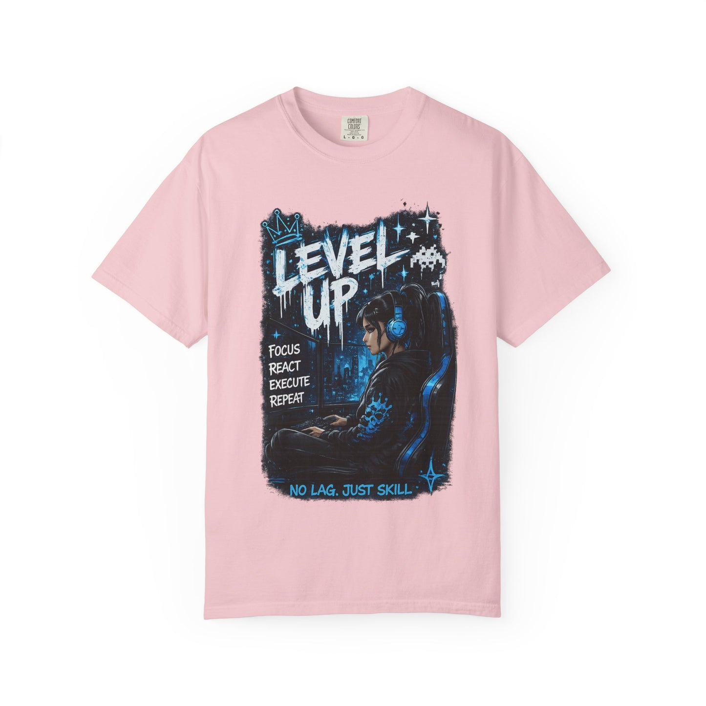 Level Up Gamer T-Shirt — "Level Up: Focus React Execute Repeat" Graphic Tee