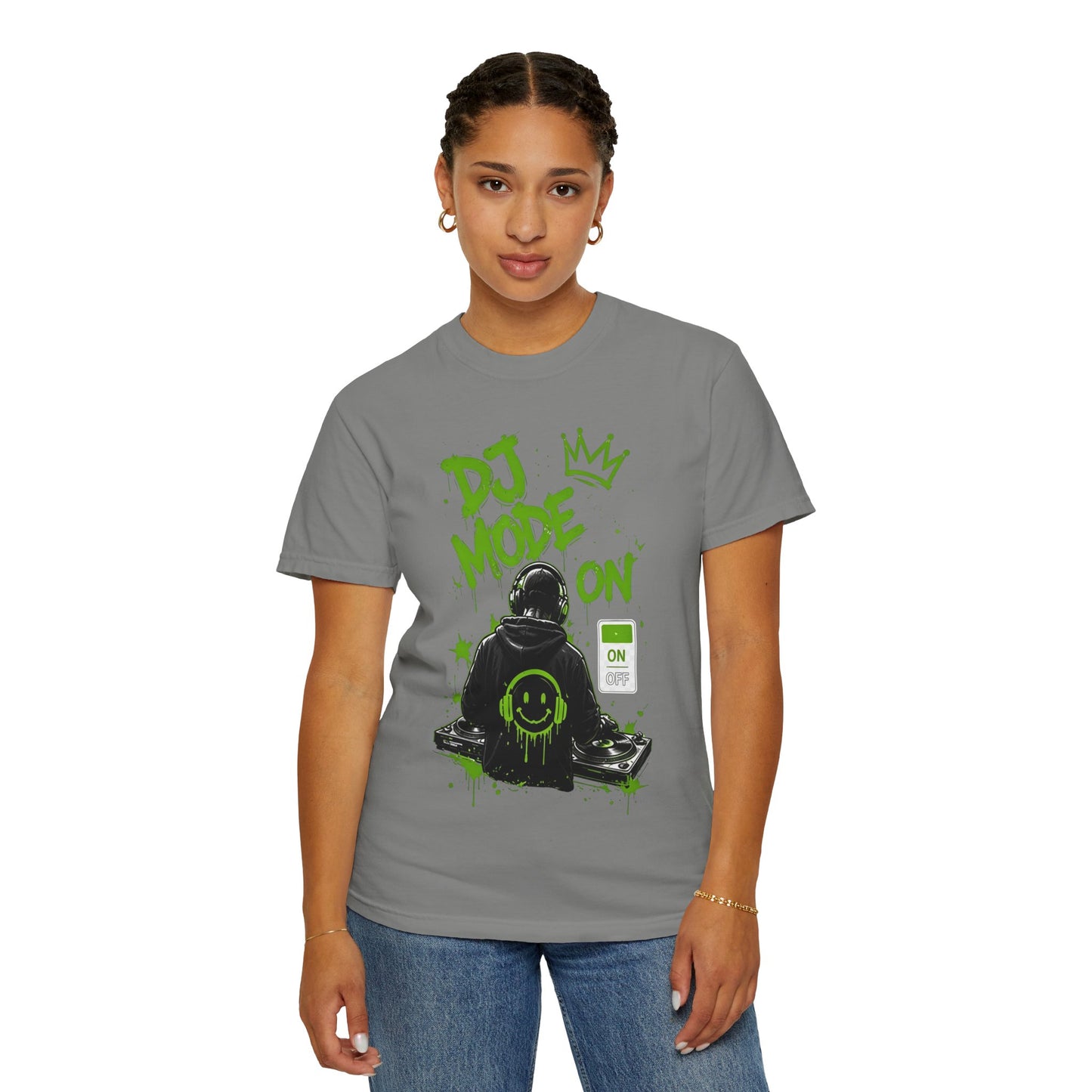 DJ Mode On T-Shirt — Neon Green DJ Graphic Tee