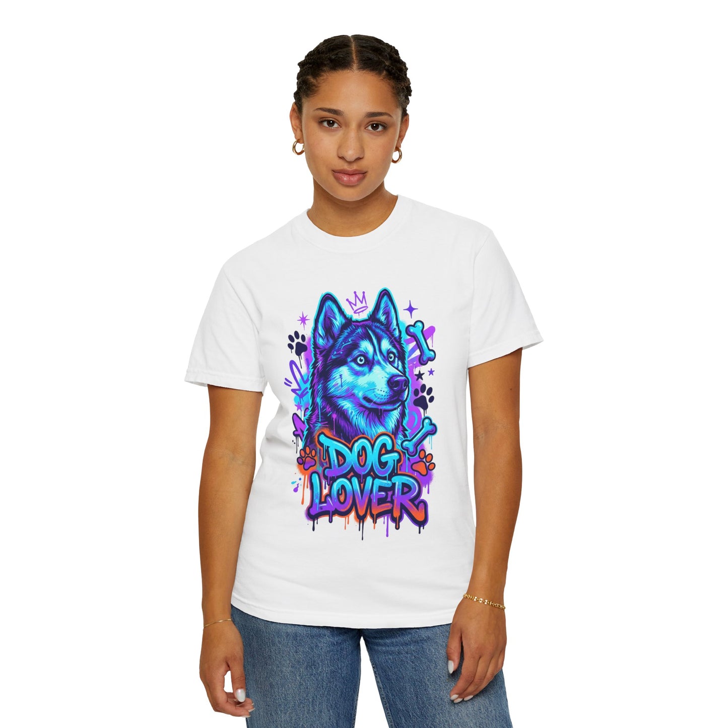 Dog Lover T-Shirt — Neon Husky Graphic Tee