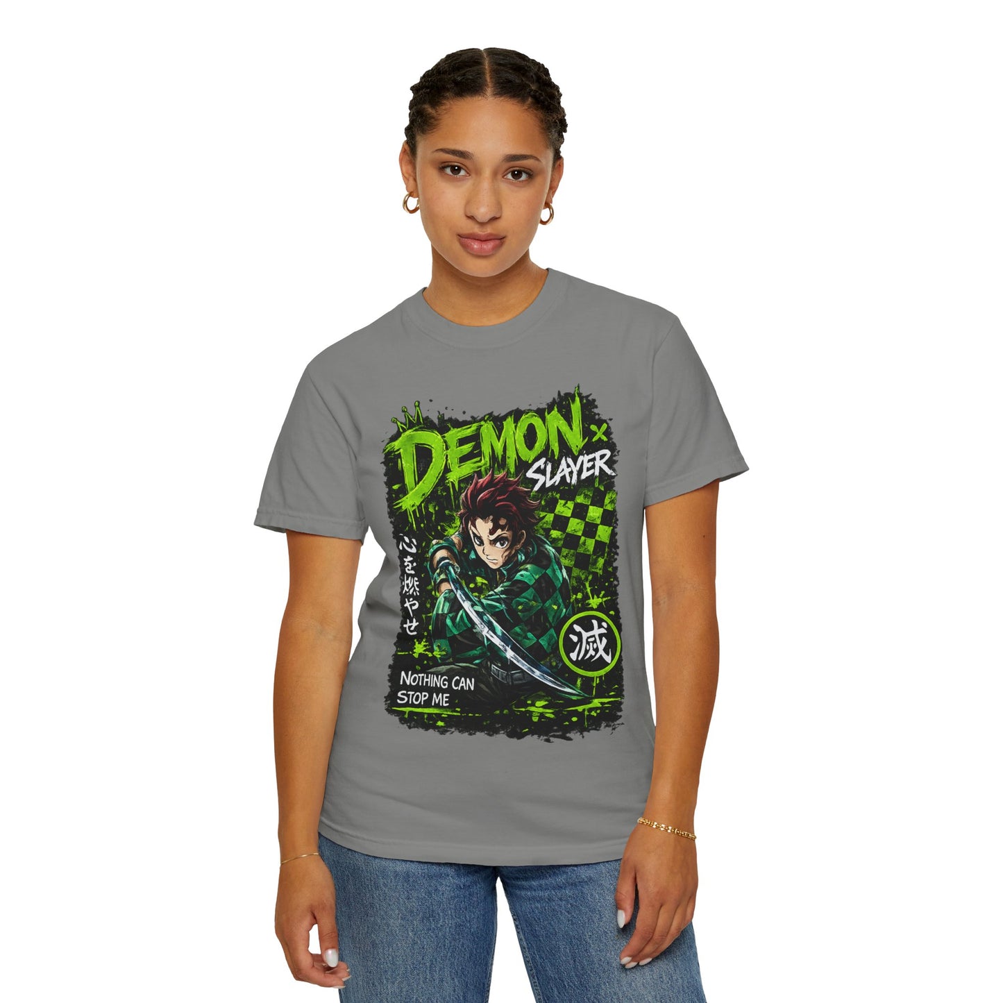Demon Slayer Graphic T-Shirt — 'Nothing Can Stop Me' Anime Hero Tee