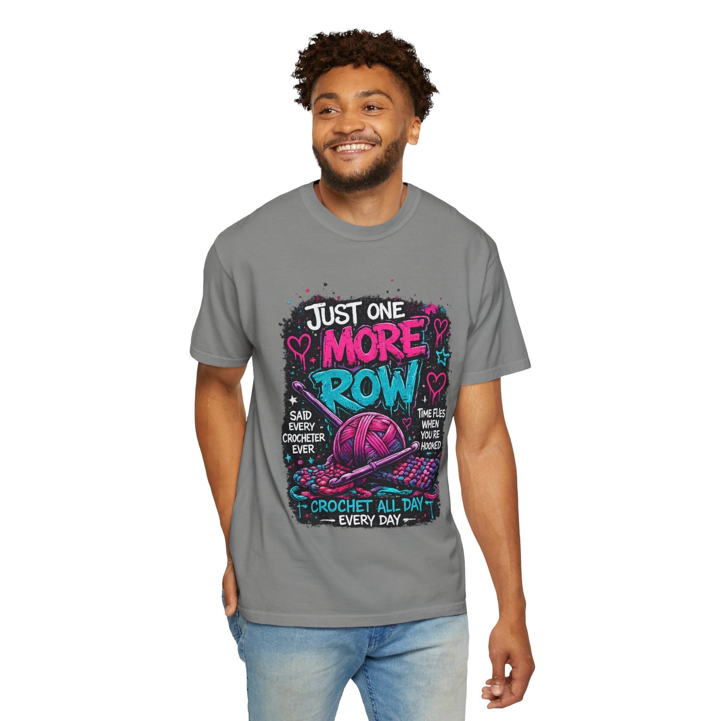 Crochet T‑Shirt — "Just One More Row" Yarn Lover Tee