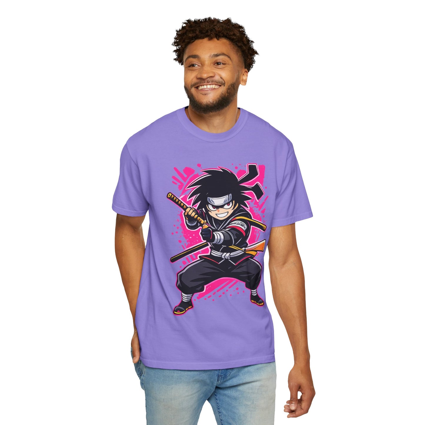 Ninja Warrior Graphic T-Shirt — Fierce Samurai Cartoon Tee for Anime Fans