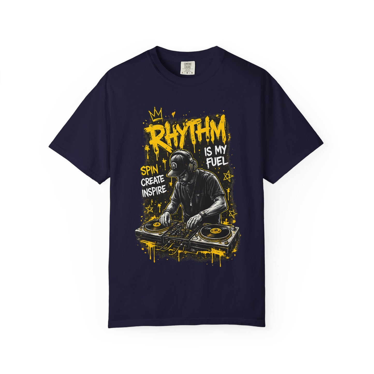 Rhythm Is My Fuel DJ T-Shirt — Spin Create Inspire Graphic Tee