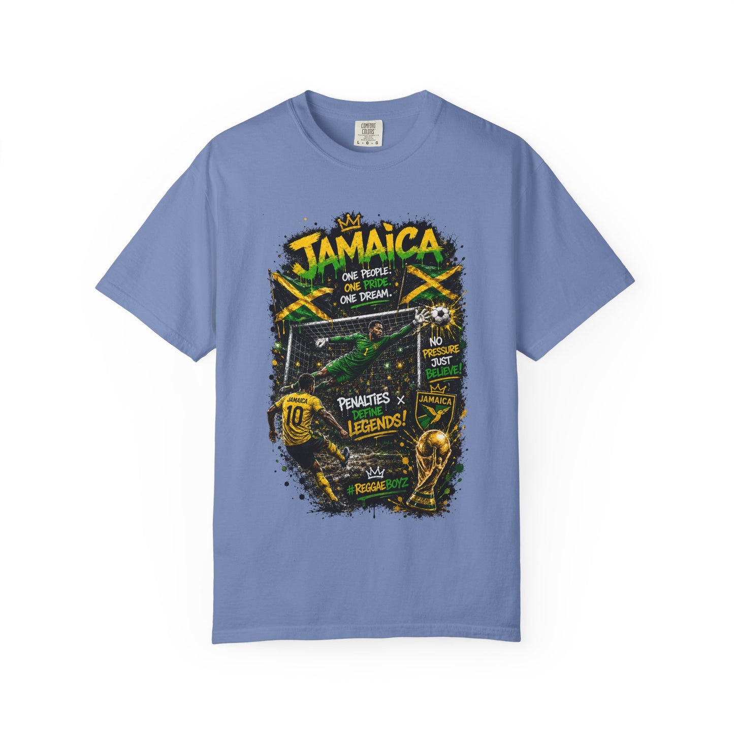 Jamaica Football Soccer Poster T-Shirt | Reggae Pride, Flag Colors