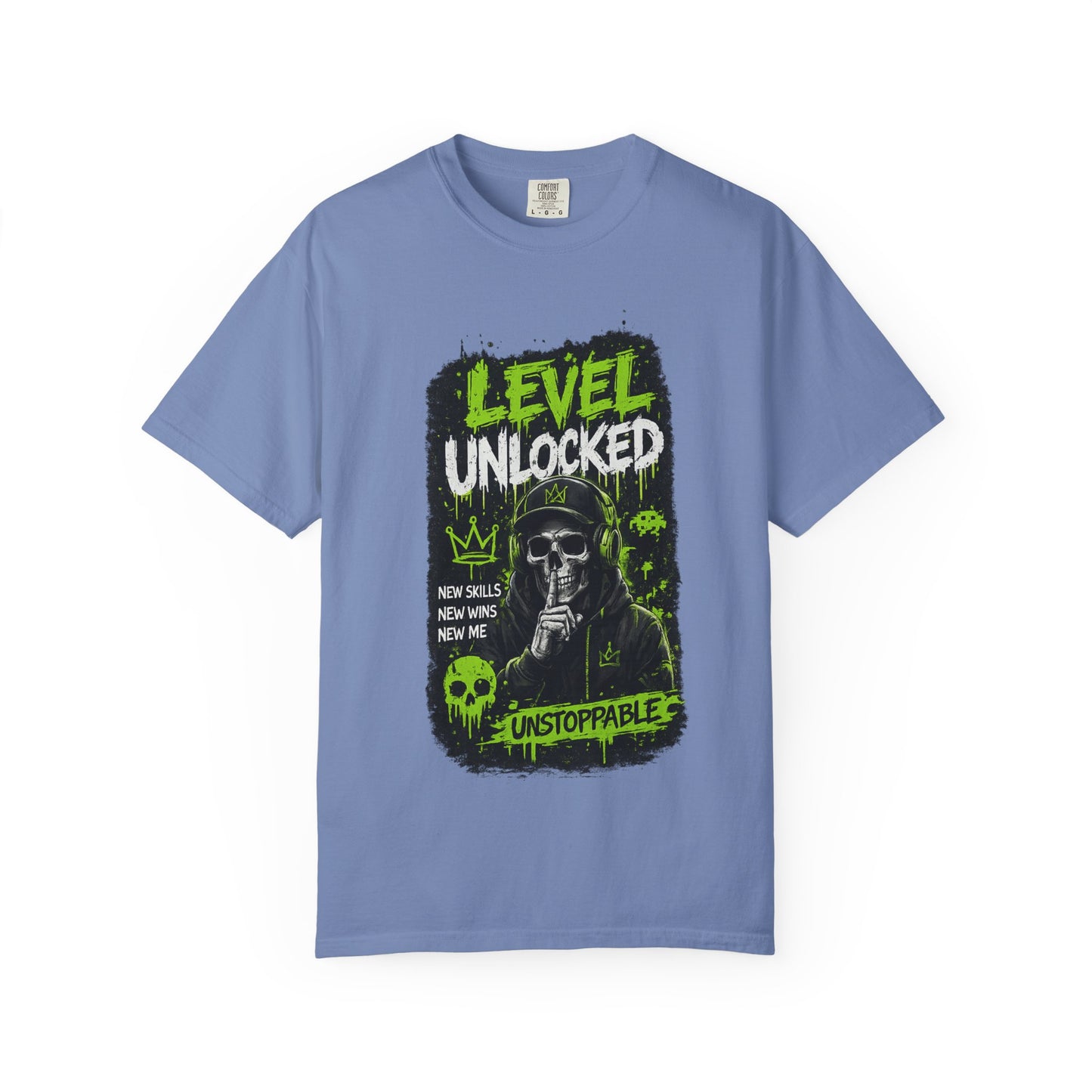 Level Unlocked Skull T-Shirt — Unstoppable Gamer Graphic Tee