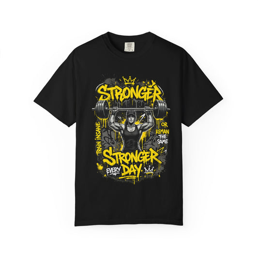 Stronger Every Day weightlifter graphic tee
