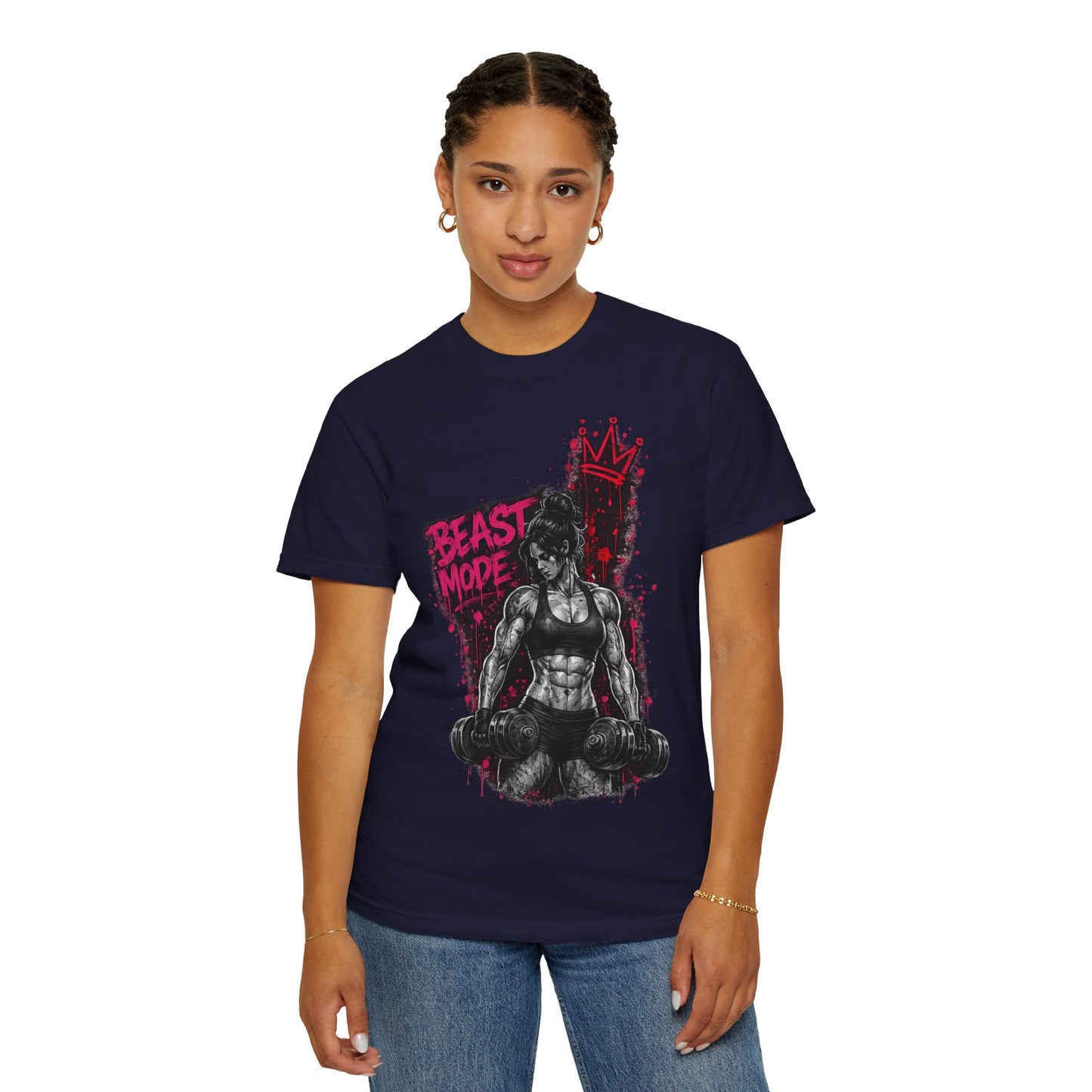 Beast Mode Crown T‑Shirt — Women's Fitness Graphic Tee