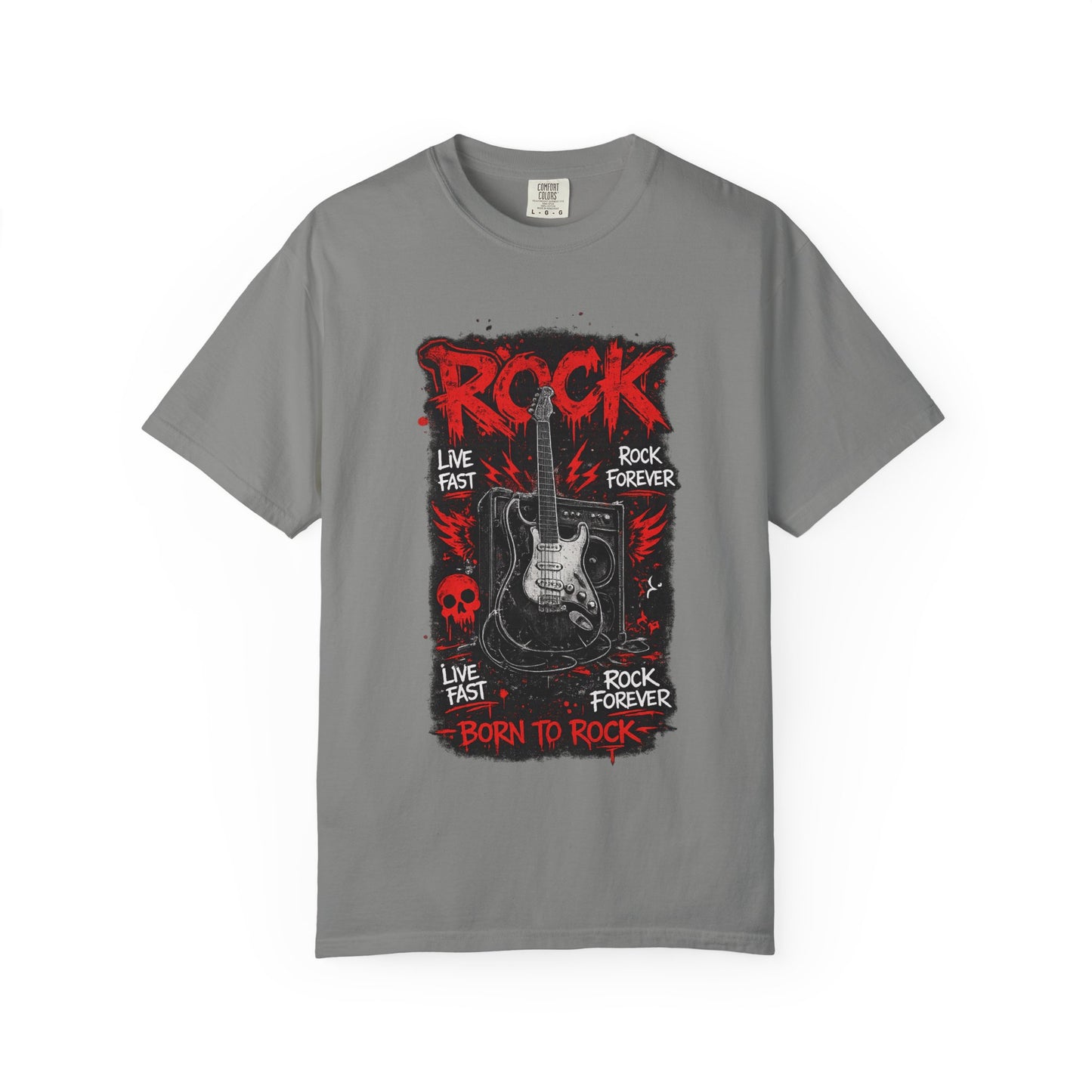 Rock 'Born to Rock' Guitar Graphic T-Shirt