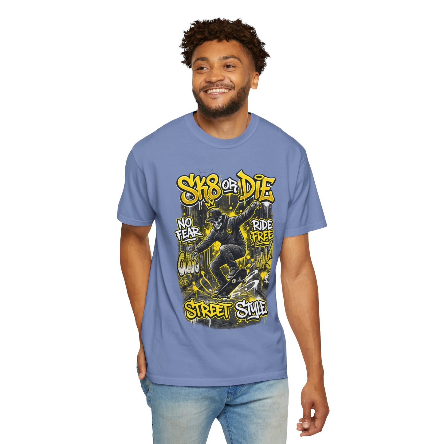 Skate or Die Street Style T-Shirt — Skateboard No Fear, Ride Free Graphic Tee