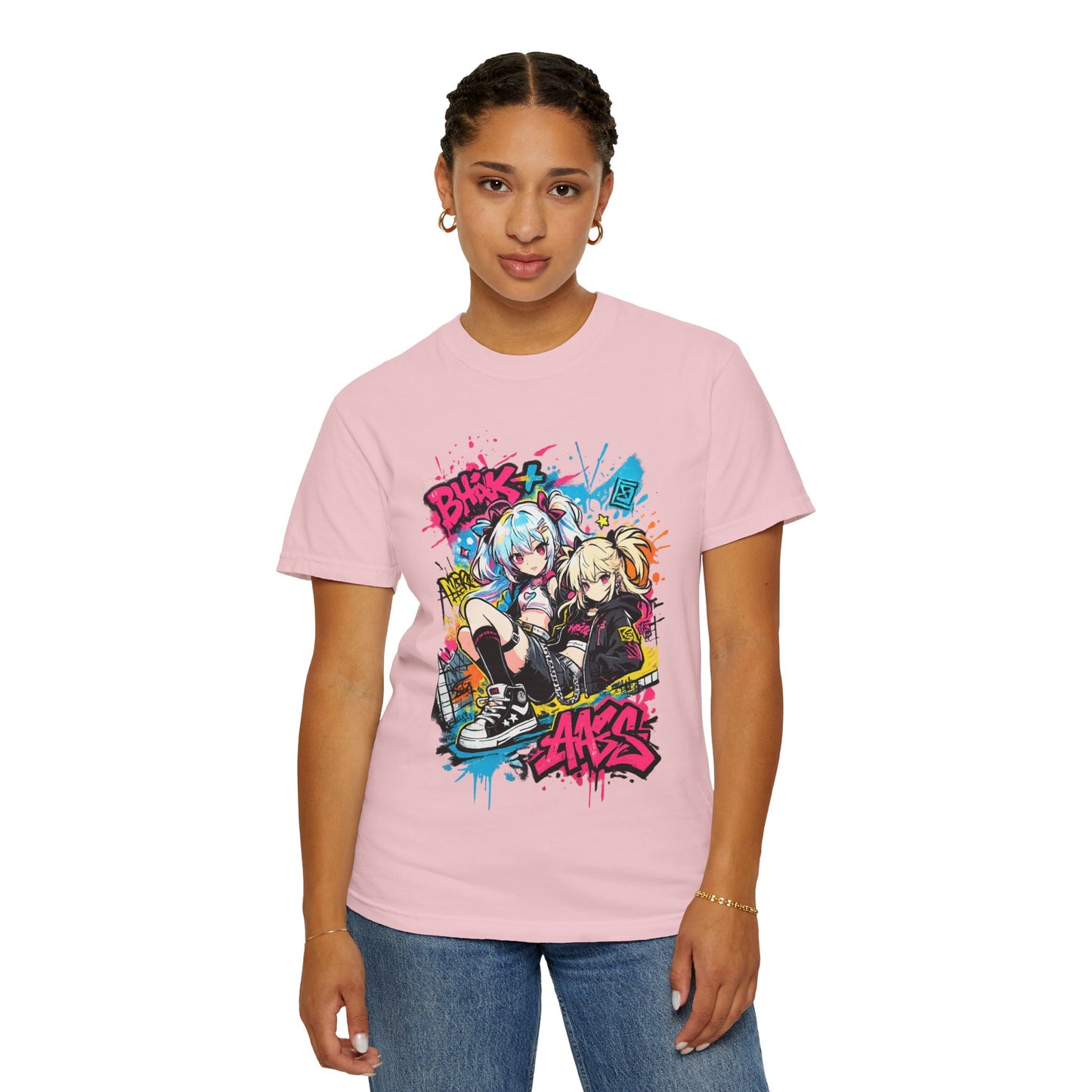 Anime Streetwear T-Shirt — 'Bucks & Sakes' Graffiti Girls Graphic Tee