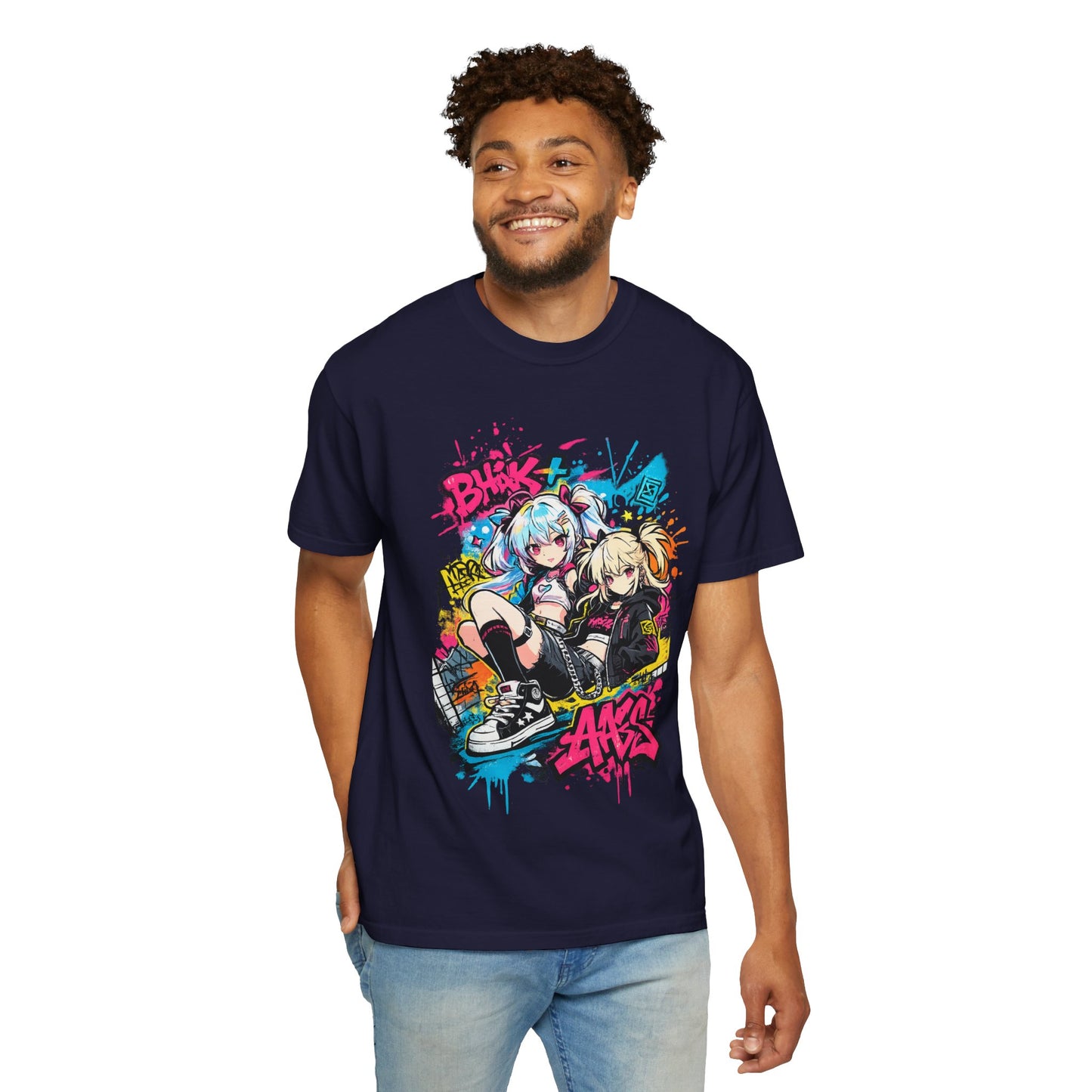 Anime Streetwear T-Shirt — 'Bucks & Sakes' Graffiti Girls Graphic Tee