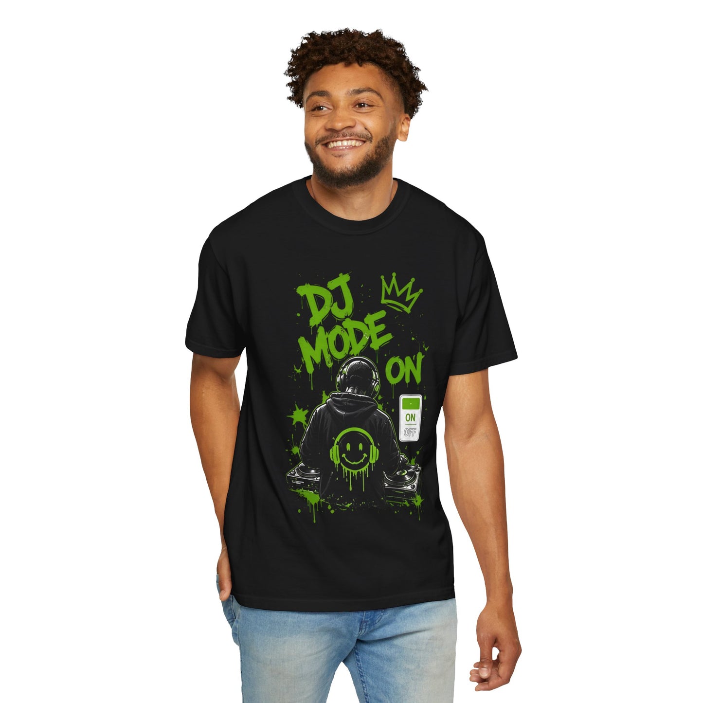 DJ Mode On T-Shirt — Neon Green DJ Graphic Tee