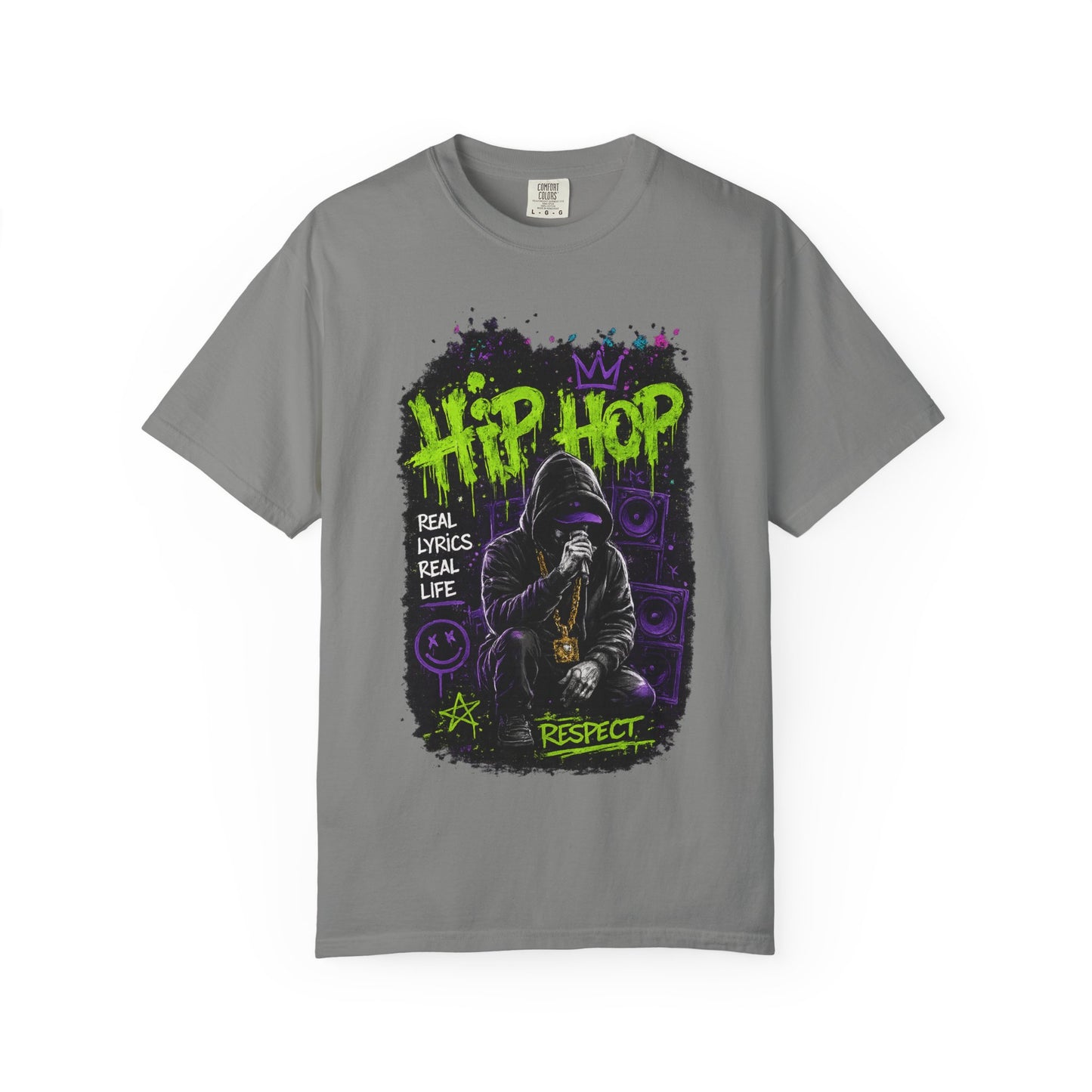 Hip Hop Respect T-Shirt — Graffiti Rap Streetwear Tee ("Real Lyrics Real Life")