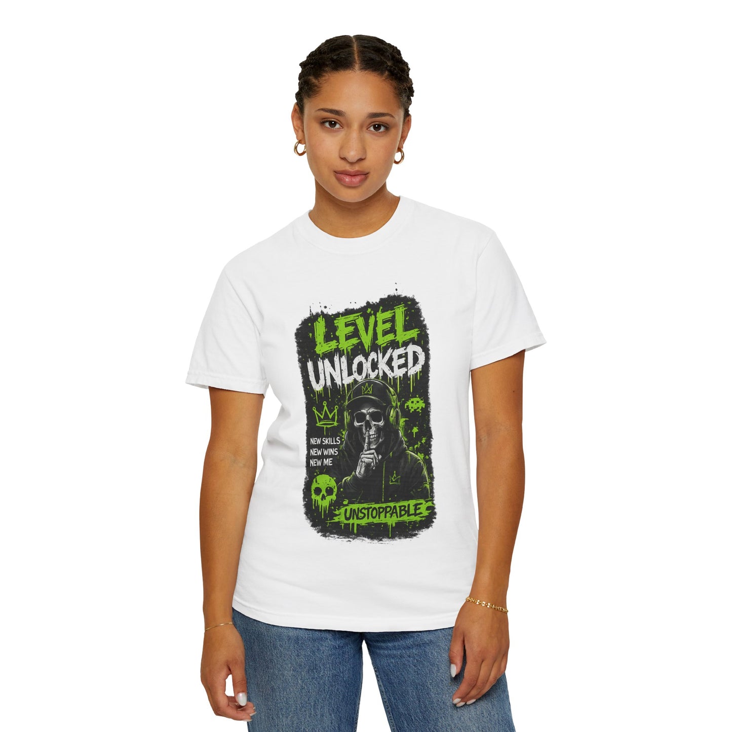 Level Unlocked Skull T-Shirt — Unstoppable Gamer Graphic Tee