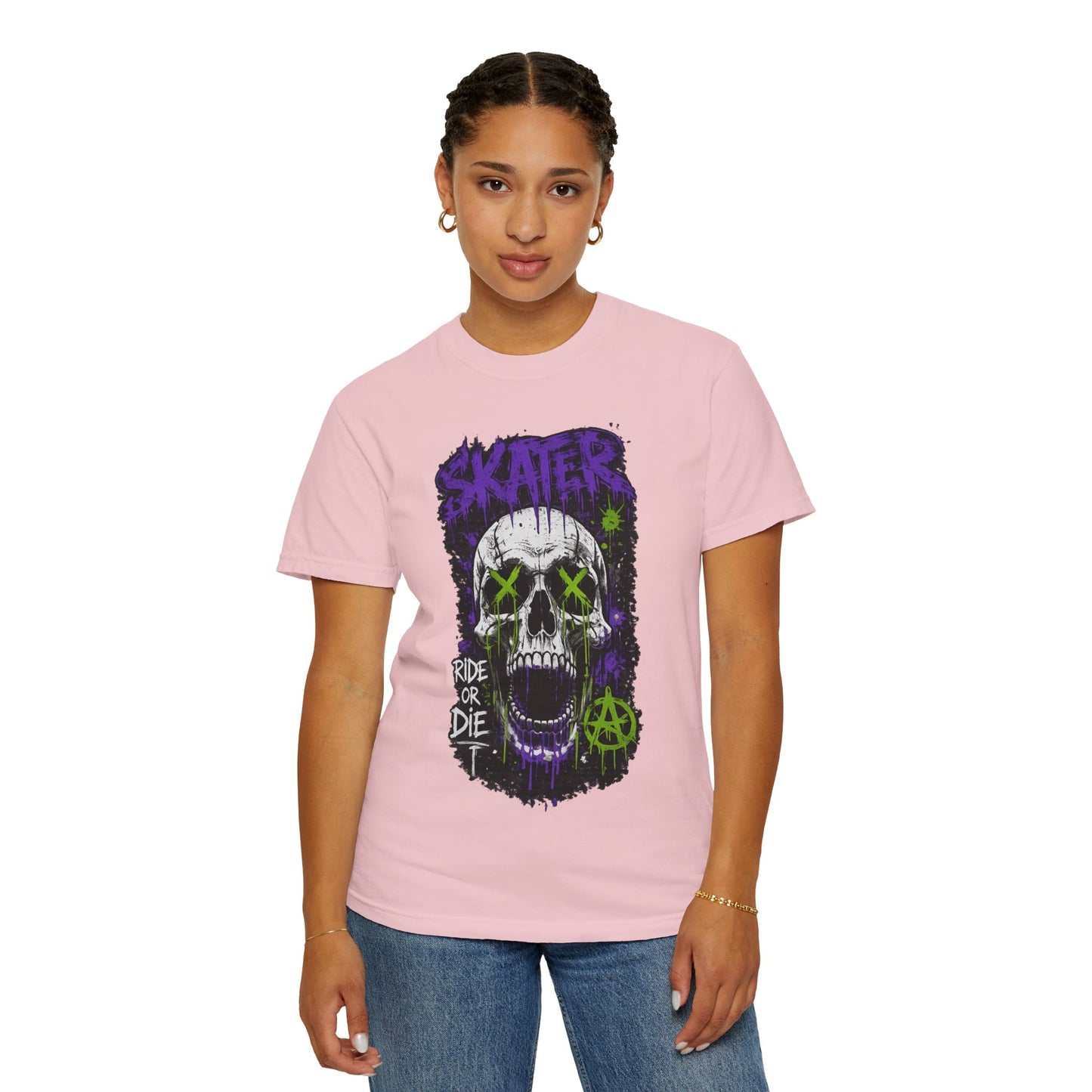 Skater Skull T-Shirt — "Ride or Die" Graphic Tee