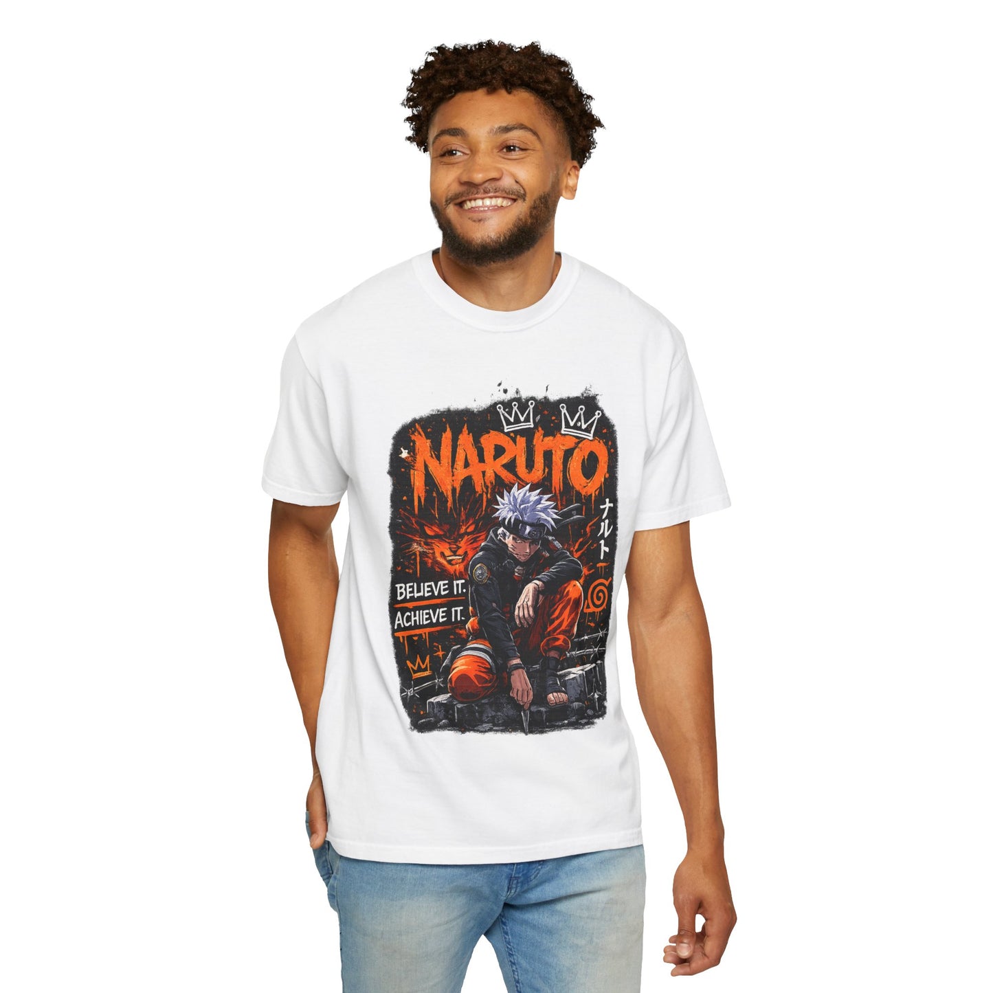 Anime Graphic T-Shirt - "Believe It, Achieve It" Naruto Streetwear Tee