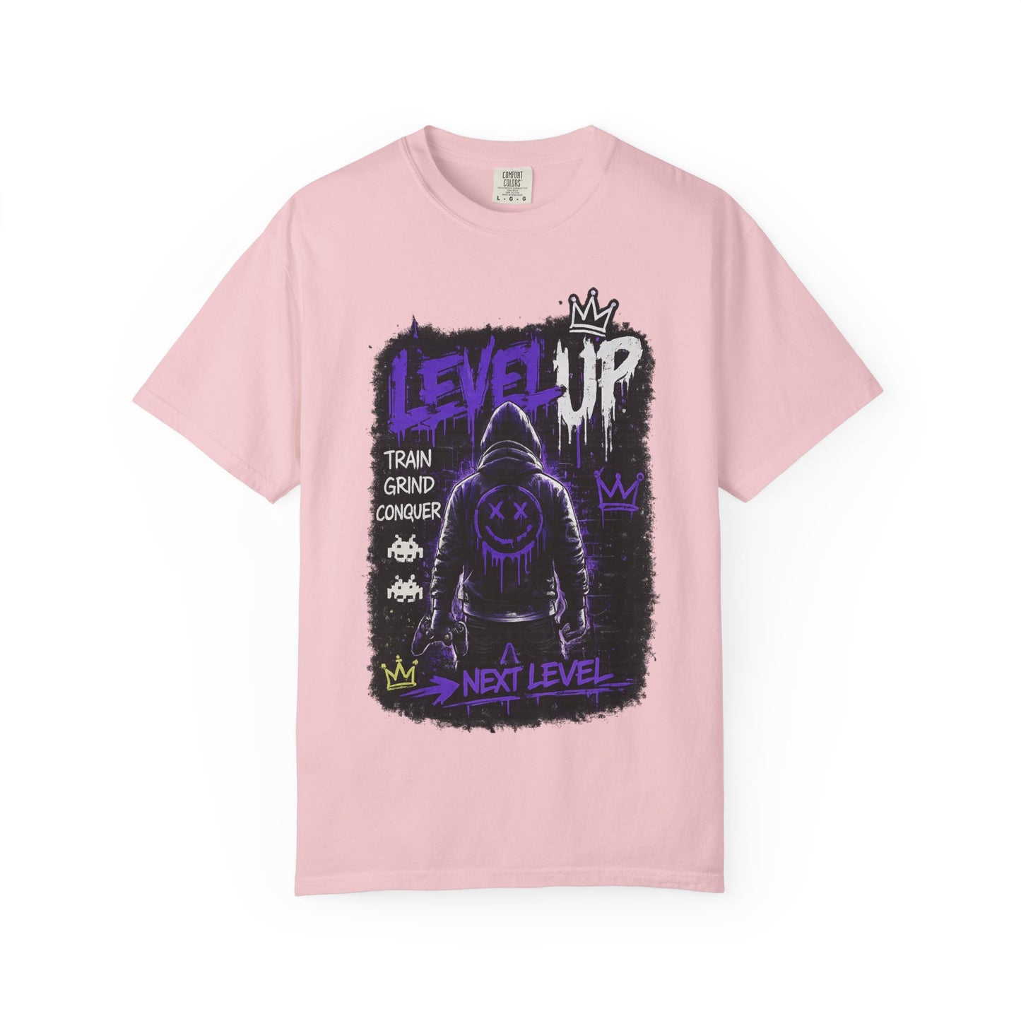 Level Up Graphic T-Shirt — 'Train Grind Conquer' Next Level Gamer Tee