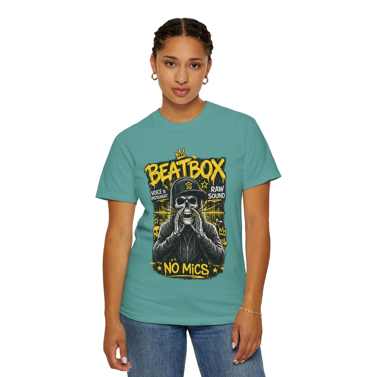 Beatbox No Mics T-Shirt — Skull Vocalist Streetwear Tee