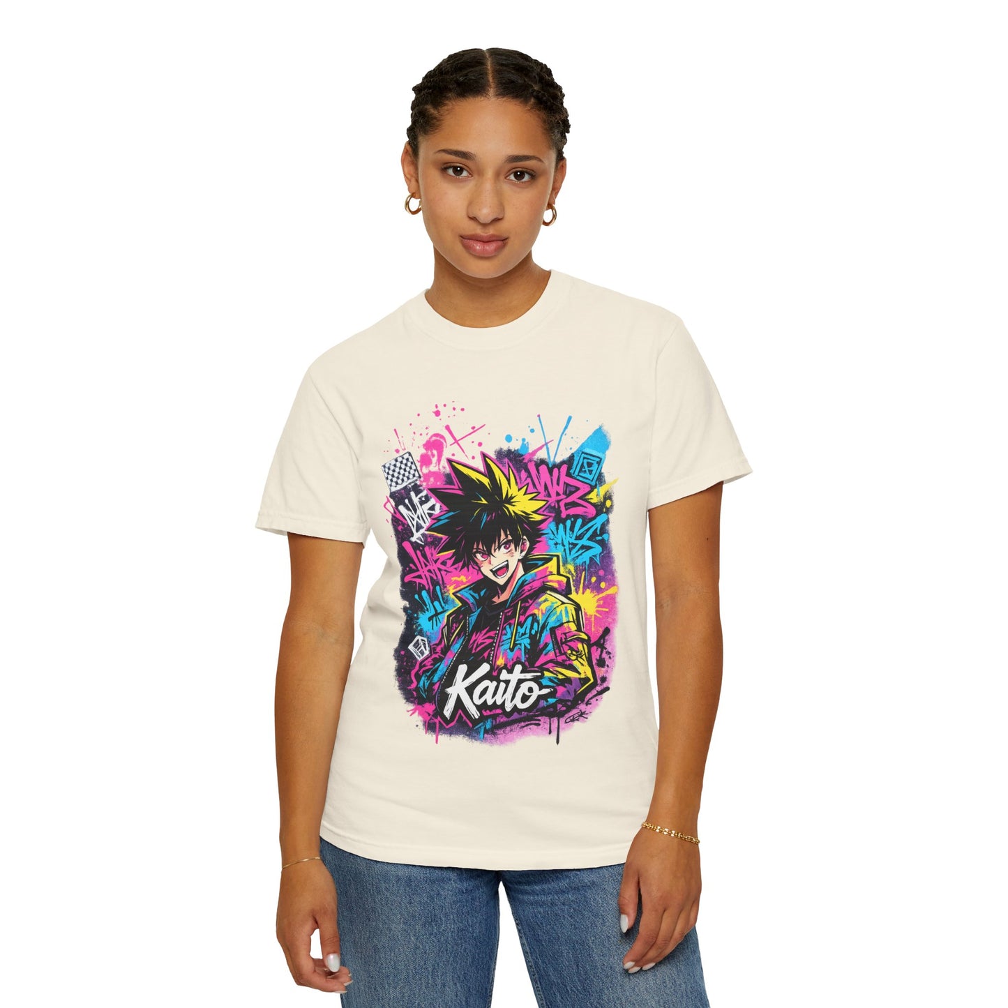 Kaito Anime Streetwear T-Shirt — Neon Graffiti Character Tee