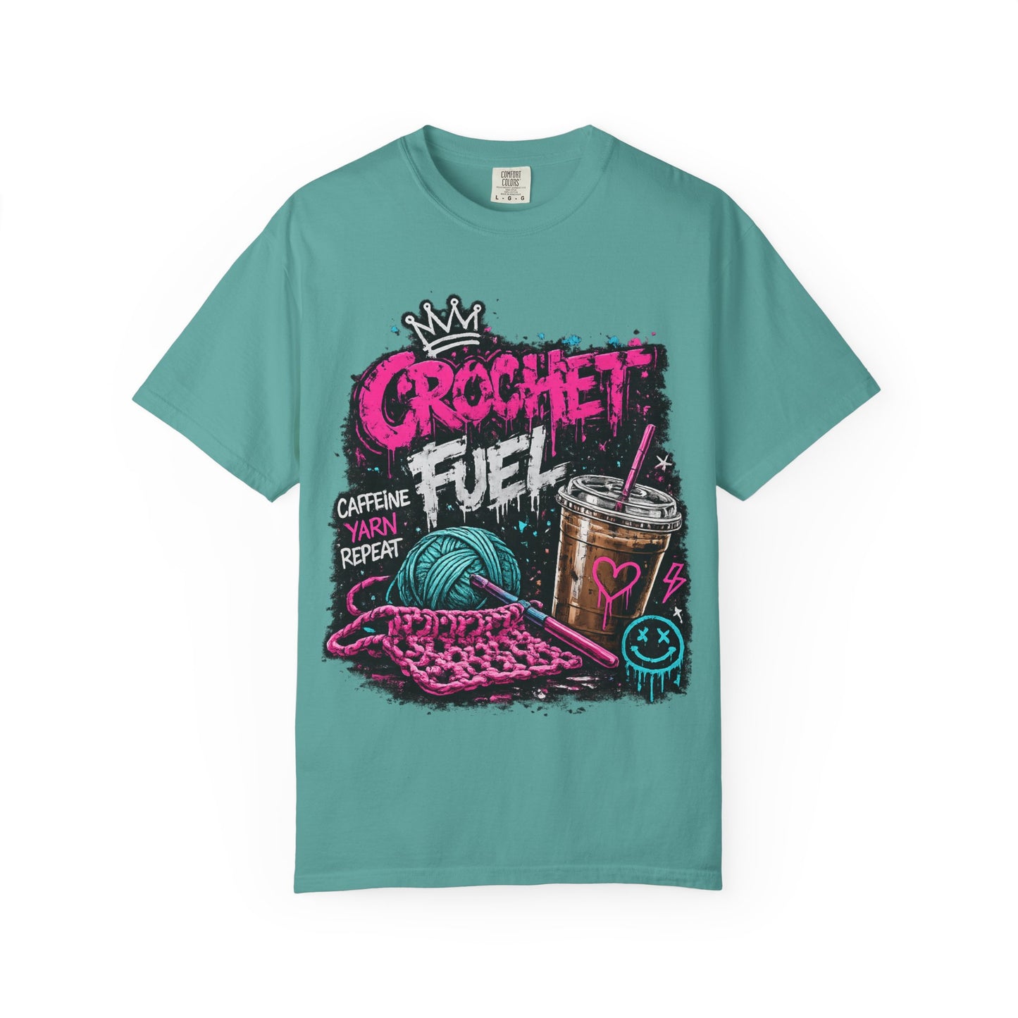 Crochet Fuel T-Shirt — Funny Yarn & Coffee Crochet Tee for Crafters