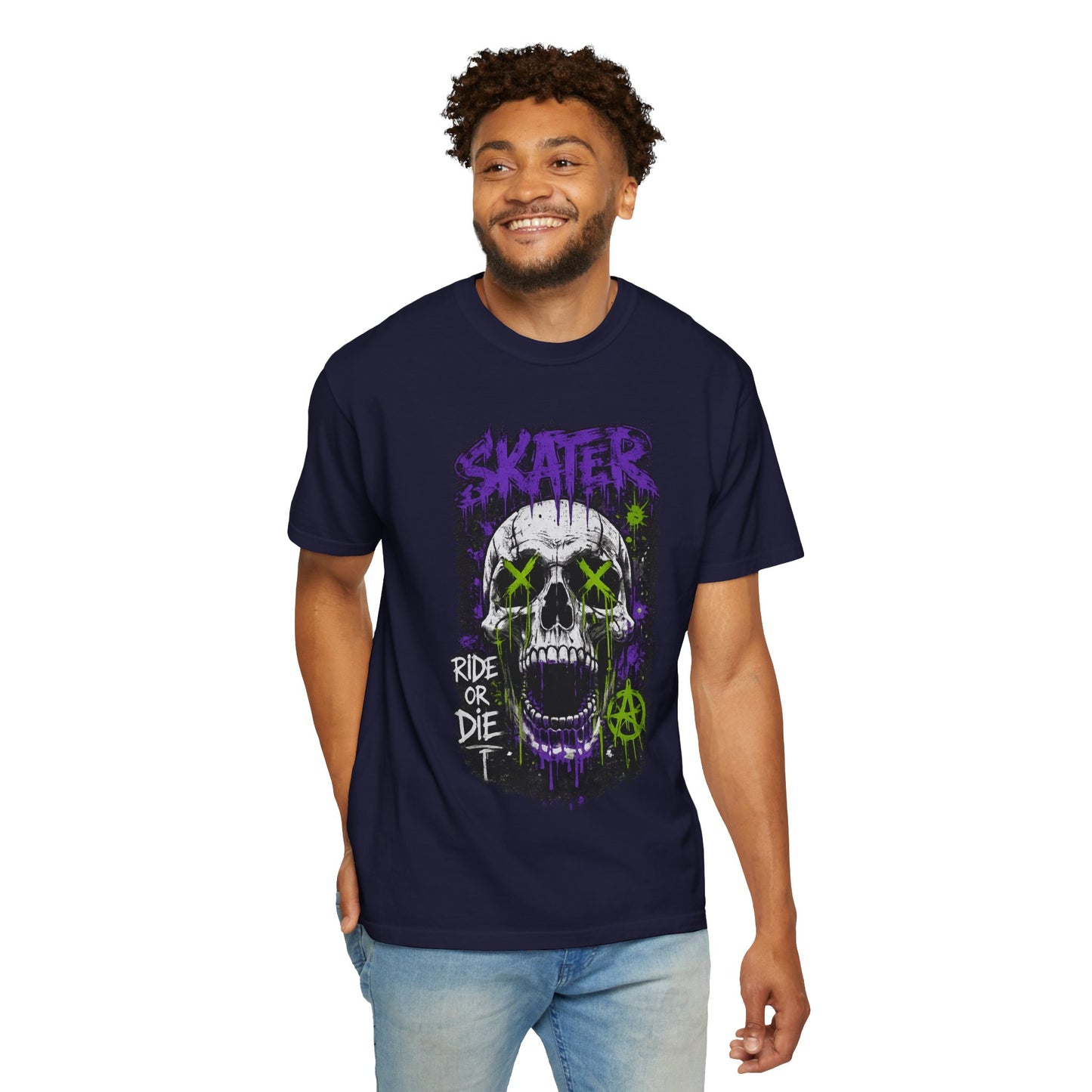 Skater Skull T-Shirt — "Ride or Die" Graphic Tee