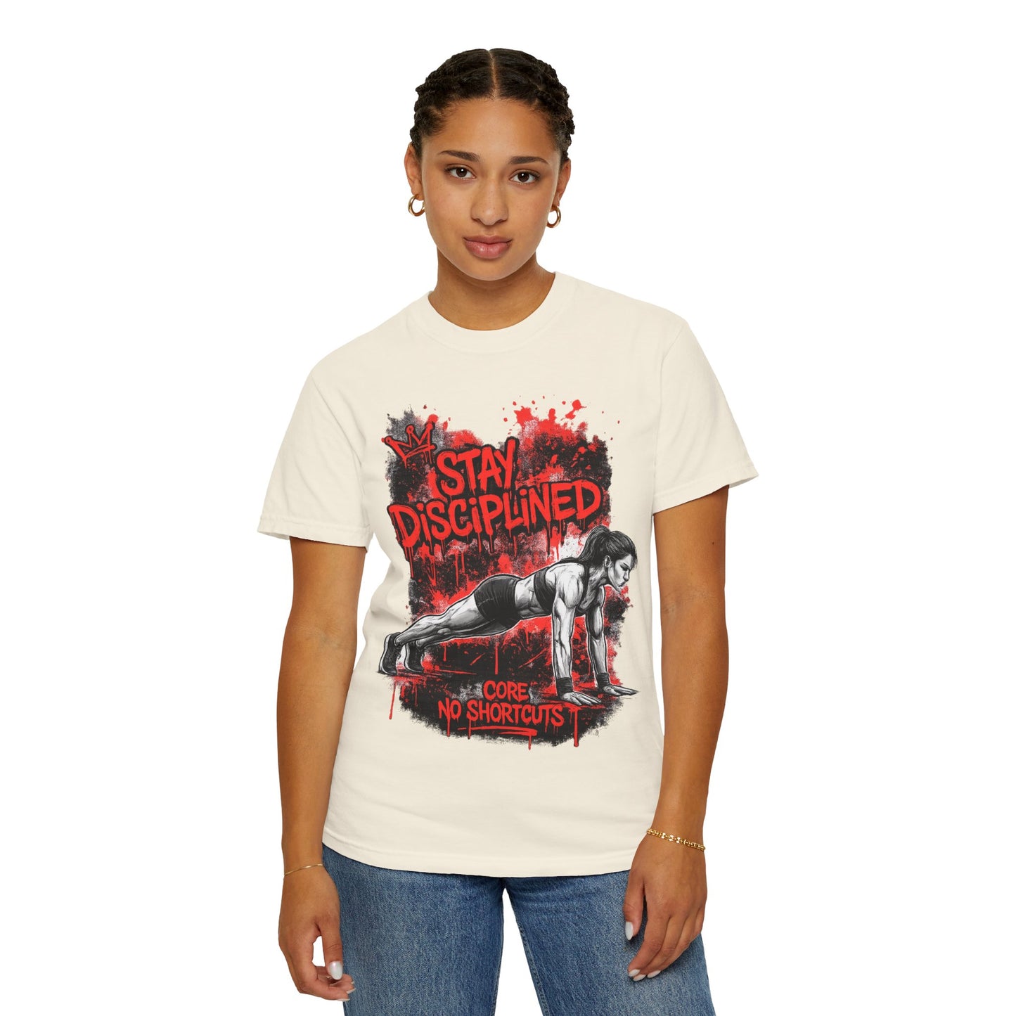 Stay Disciplined Workout T-Shirt — Core No Shortcuts Fitness Tee