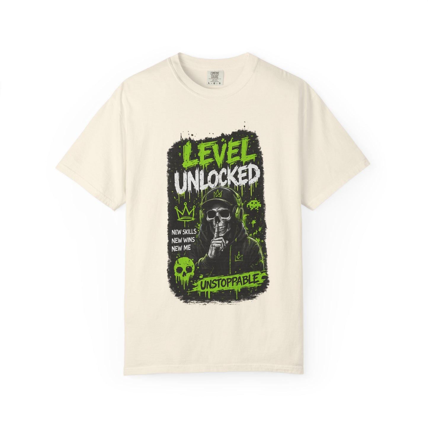 Level Unlocked Skull T-Shirt — Unstoppable Gamer Graphic Tee