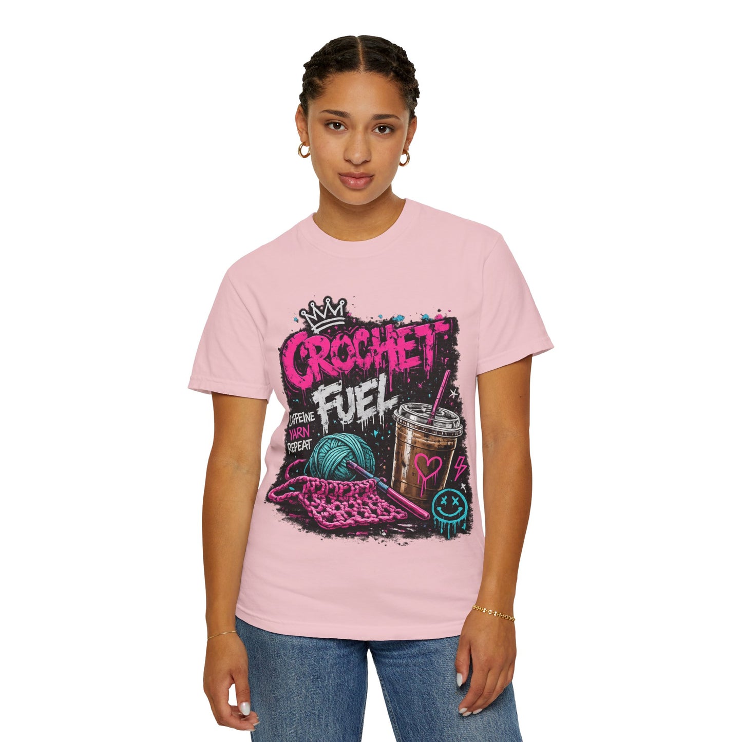 Crochet Fuel T-Shirt — Funny Yarn & Coffee Crochet Tee for Crafters