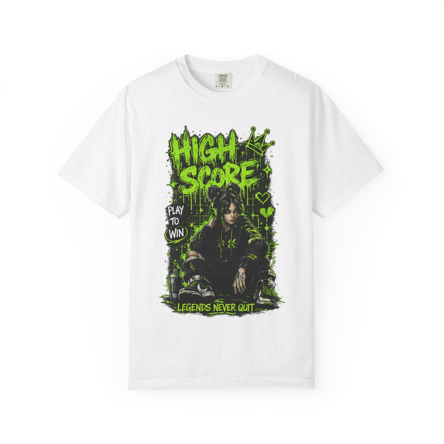 High Score Graphic T-Shirt — 'High Score: Legends Never Quit' Gamer Tee