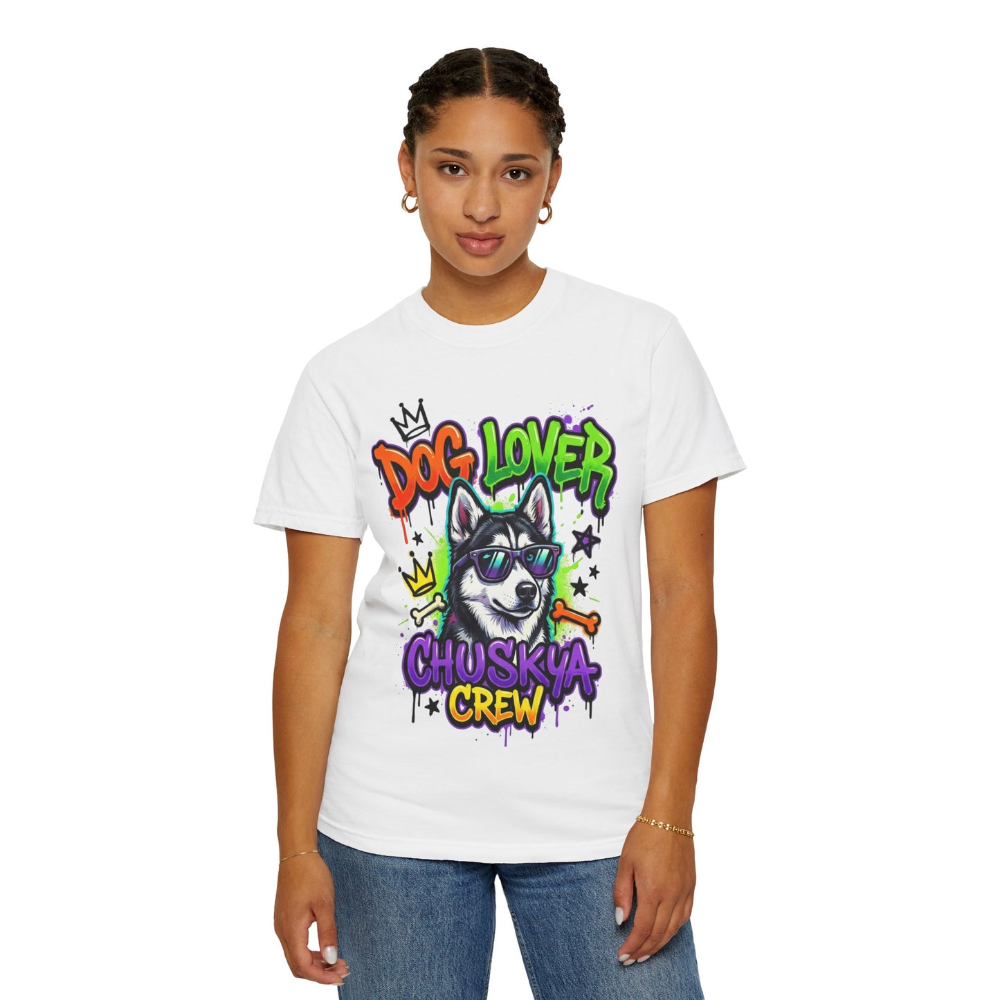Dog Lover Husky Crew T-Shirt — Graphic Cool Husky Tee for Pet Owners