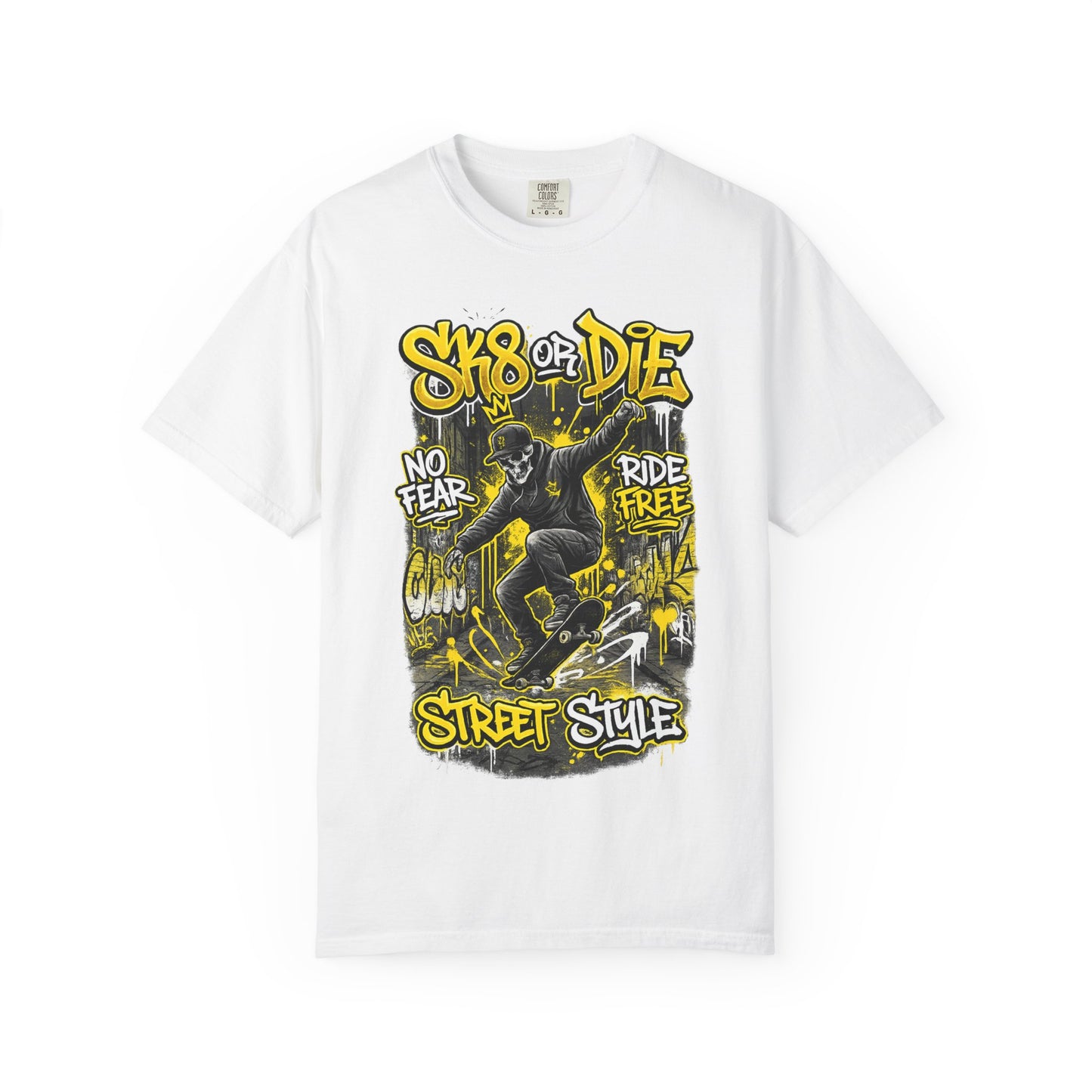 Skate or Die Street Style T-Shirt — Skateboard No Fear, Ride Free Graphic Tee