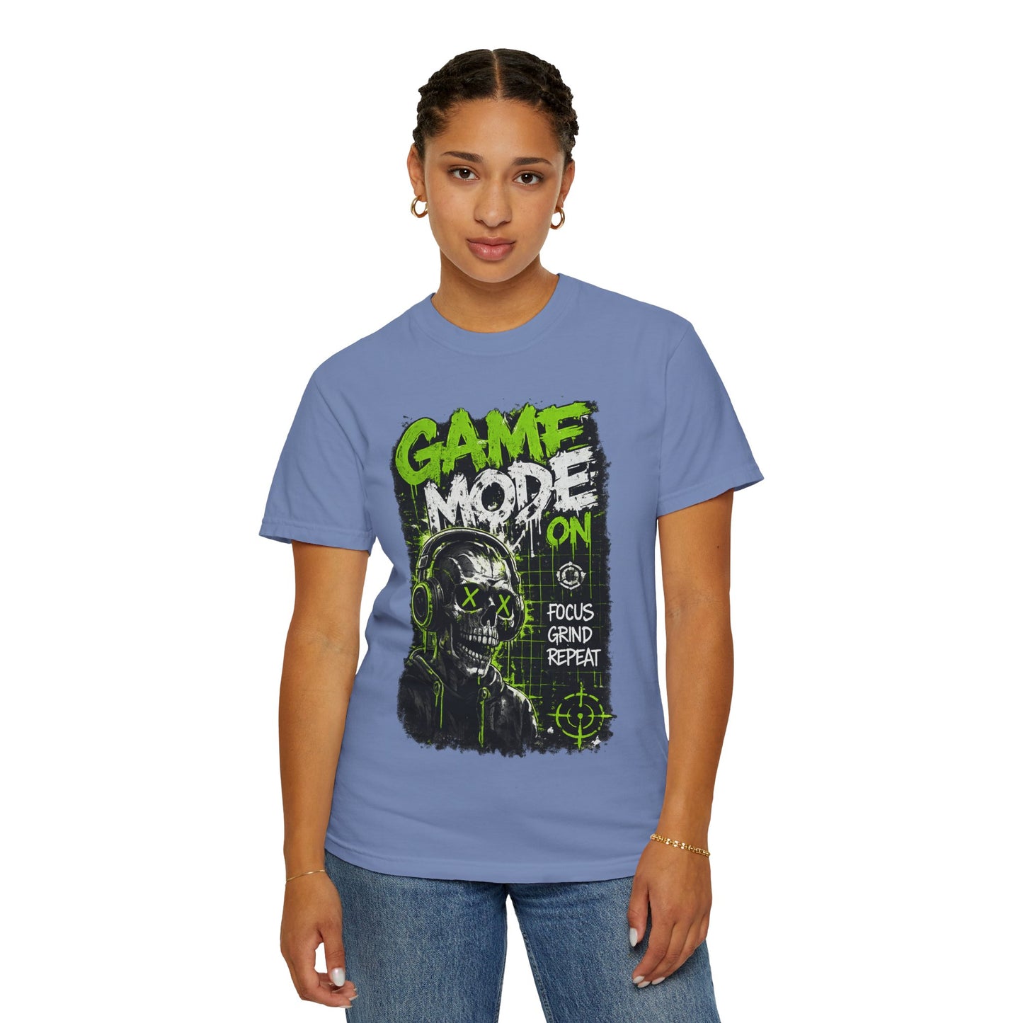 Game Mode On T-Shirt — Gamer Skull Graphic Tee (Focus Grind Repeat)