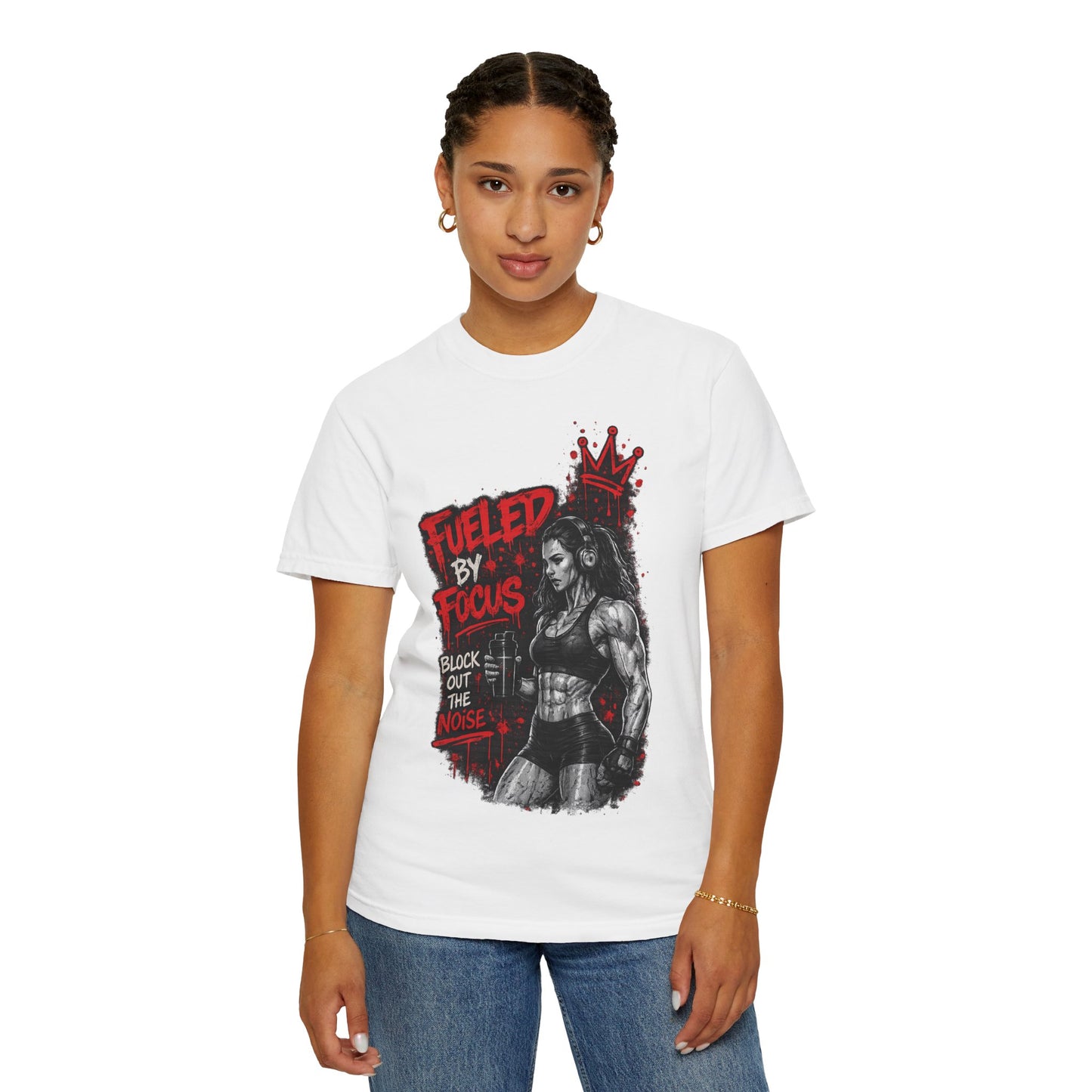 Fueled by Focus T-Shirt — Women’s Fitness Graphic Tee ("Block Out the Noise")