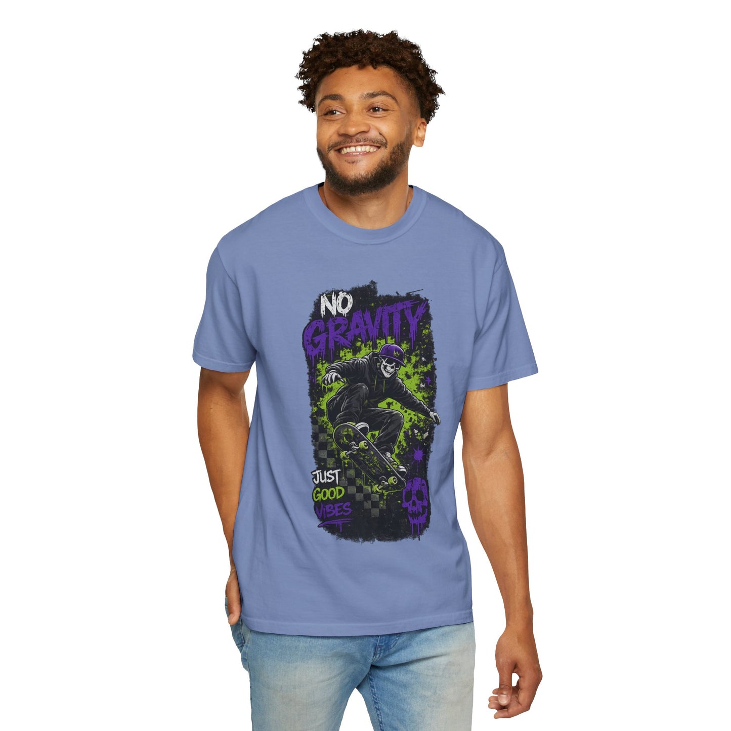 No Gravity Skateboard T-Shirt — Skate Punk Graphic Tee ("Just Good Times")