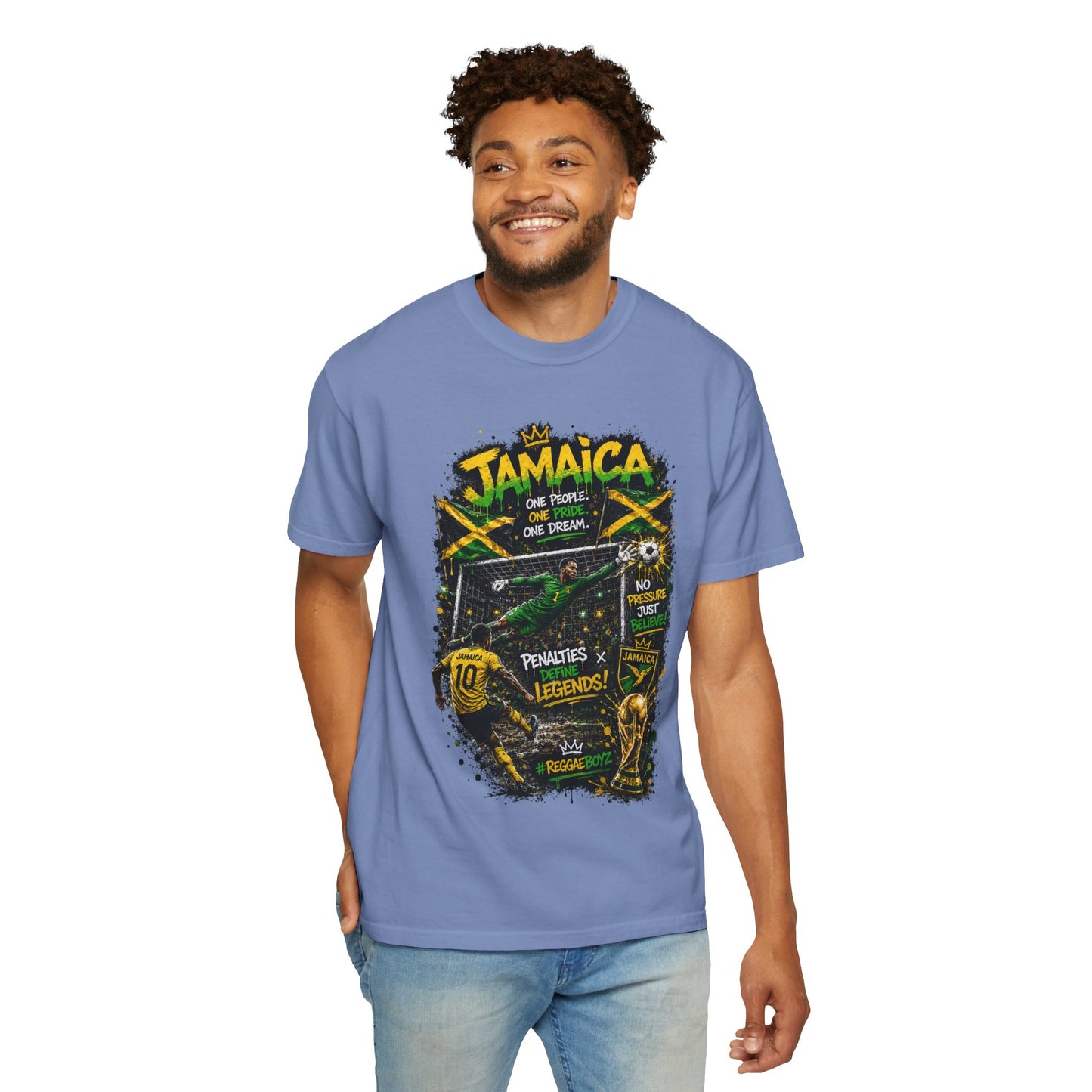 Jamaica Football Soccer Poster T-Shirt | Reggae Pride, Flag Colors