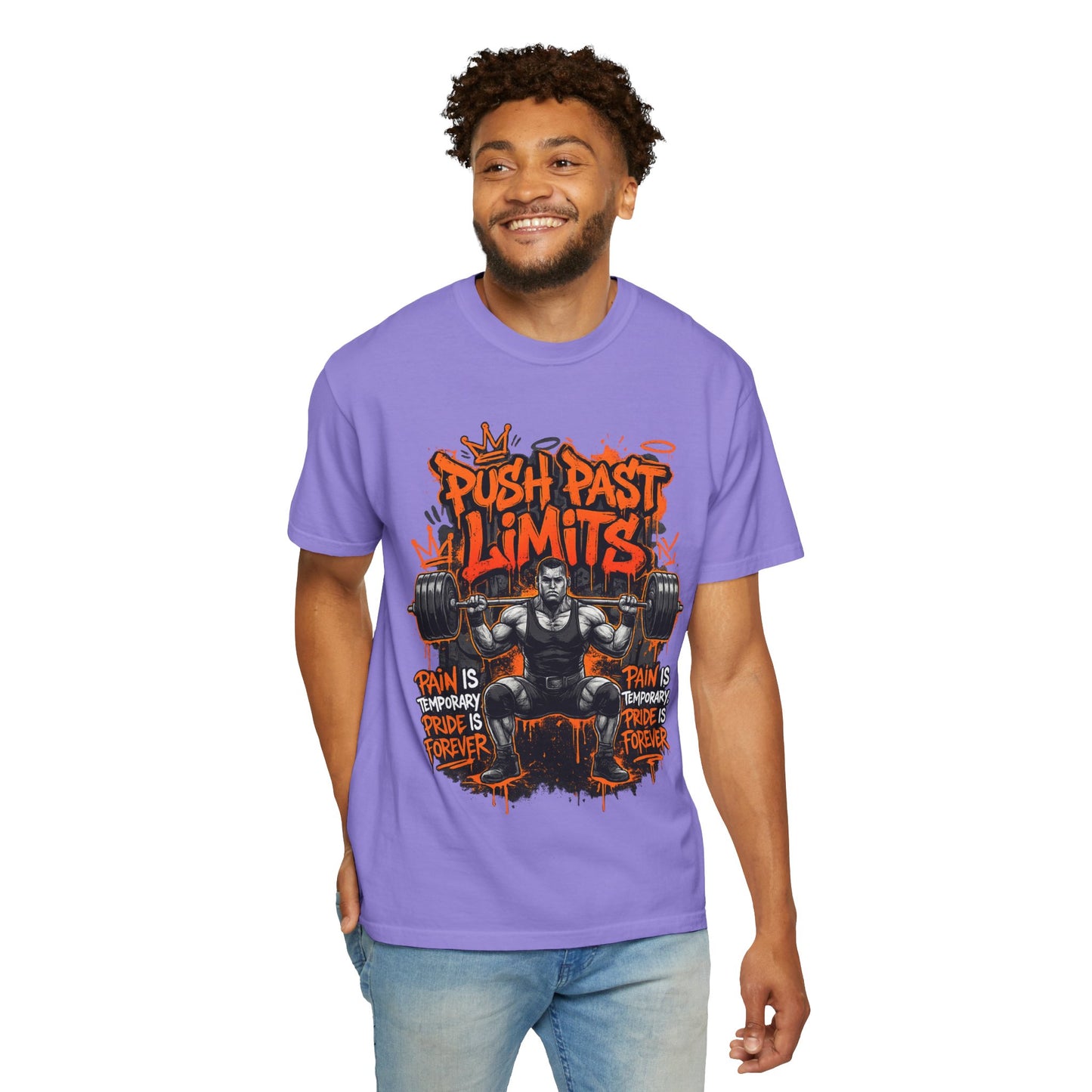Push Past Limits weightlifting graphic tee | Motivational gym shirt