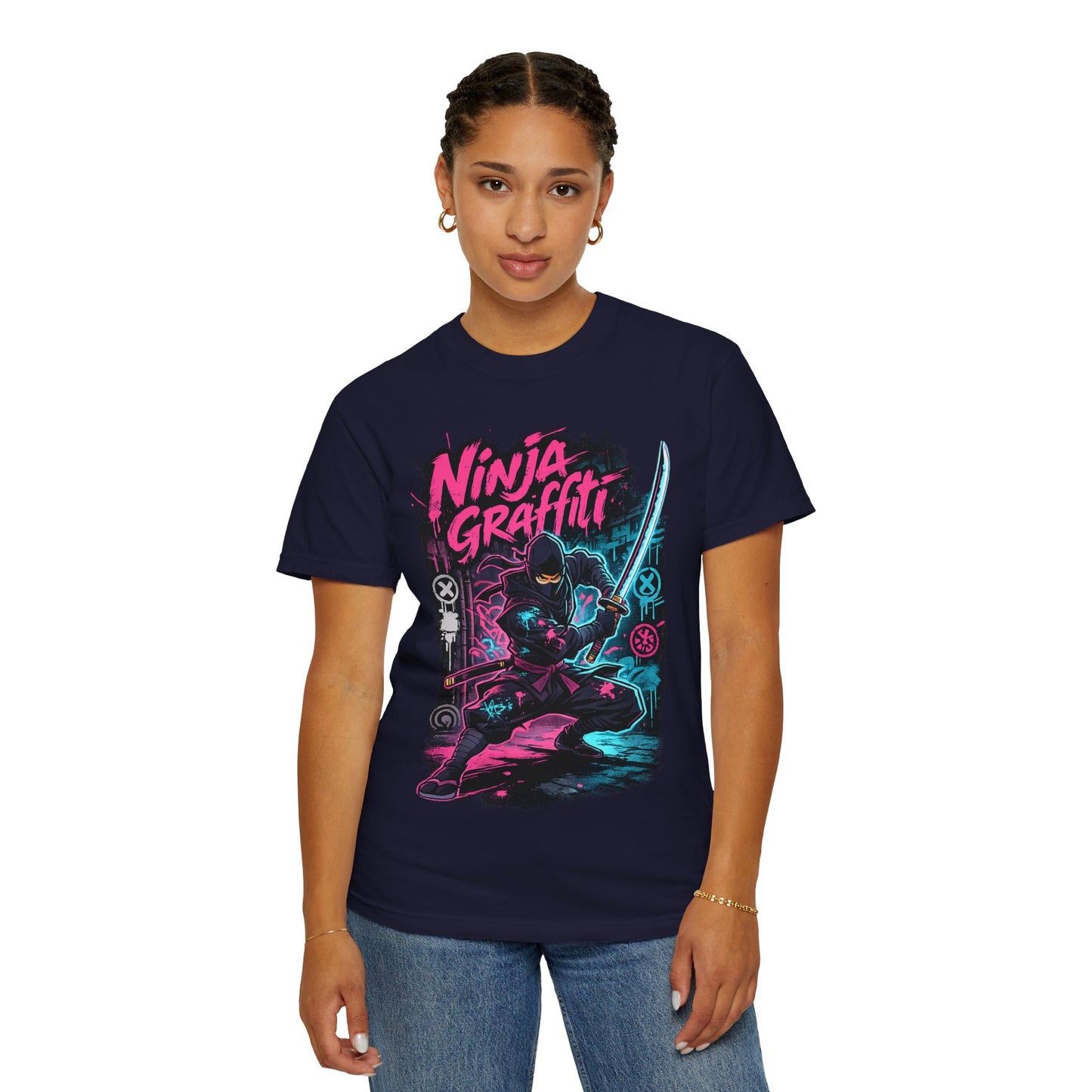Ninja Graffiti T-Shirt — Neon Samurai Street Art Tee