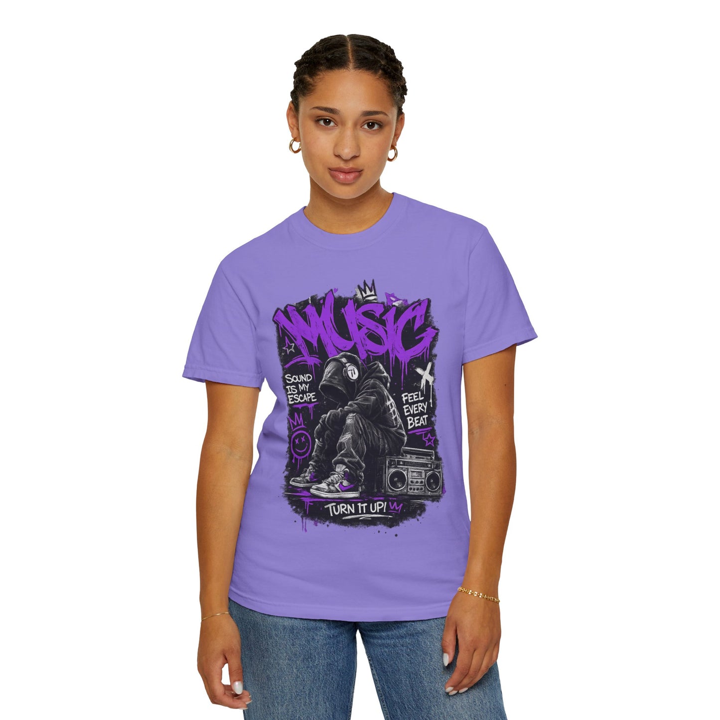 Music Graffiti Streetwear T-Shirt | Hip Hop Boombox Illustration