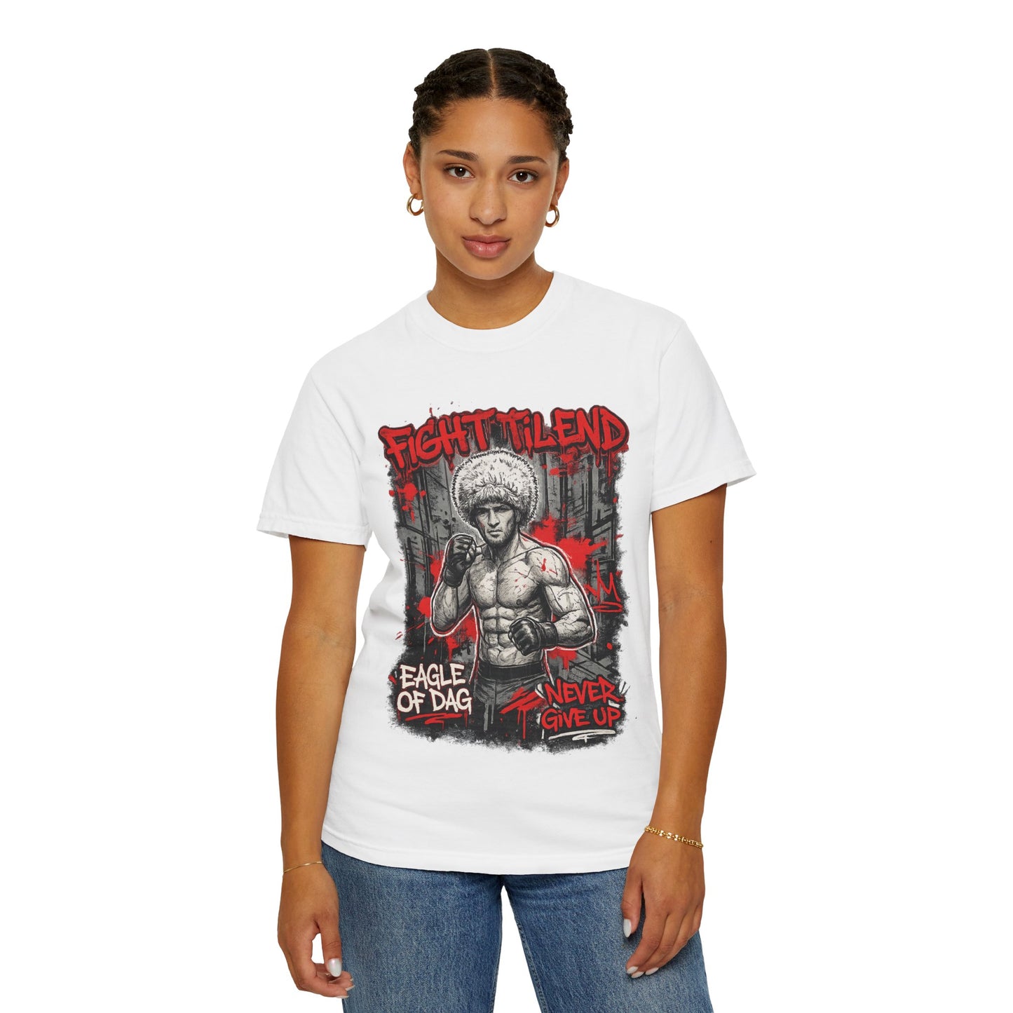 Fight Milend Boxing T-Shirt — "Eagle of Dag" Never Give Up Graphic Tee