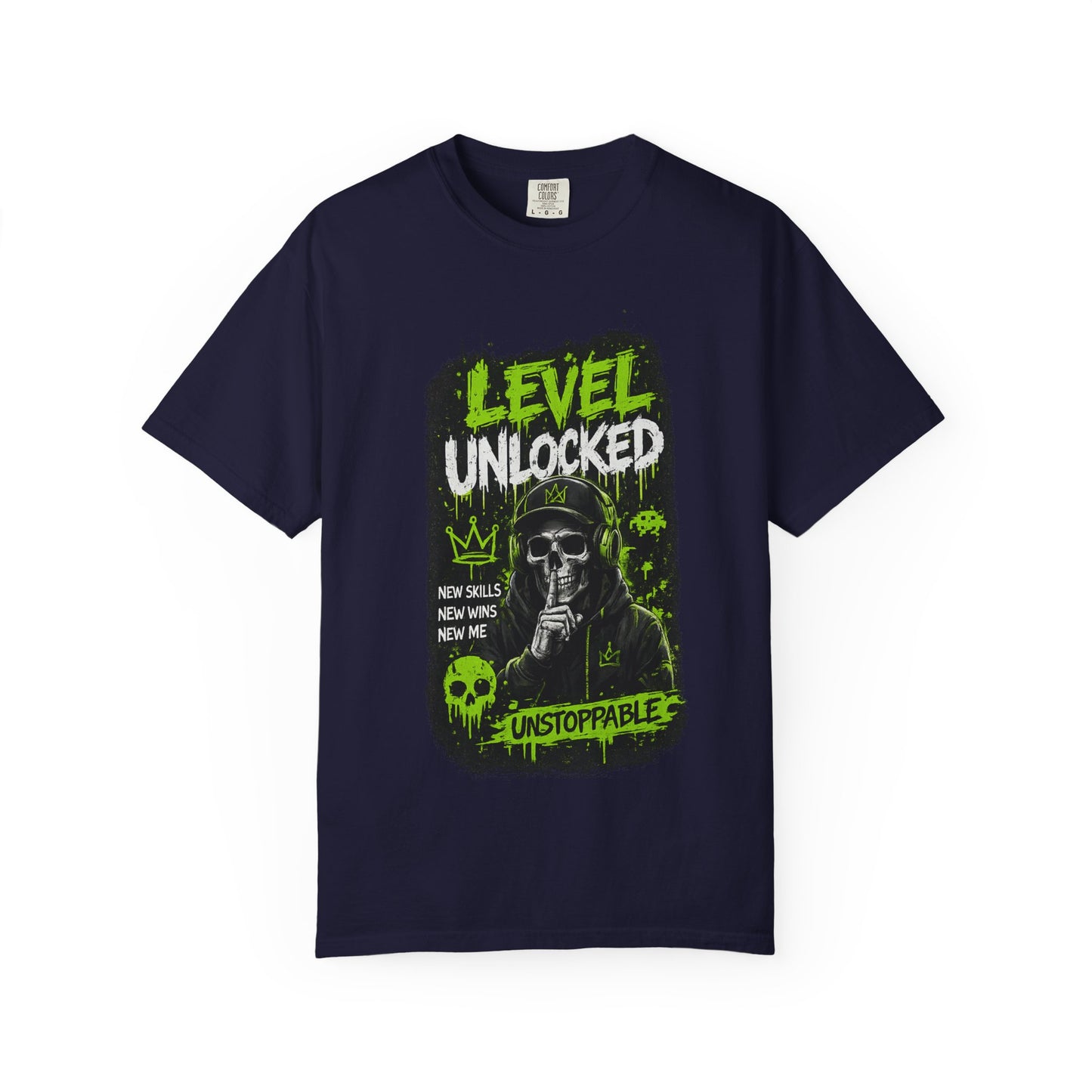 Level Unlocked Skull T-Shirt — Unstoppable Gamer Graphic Tee