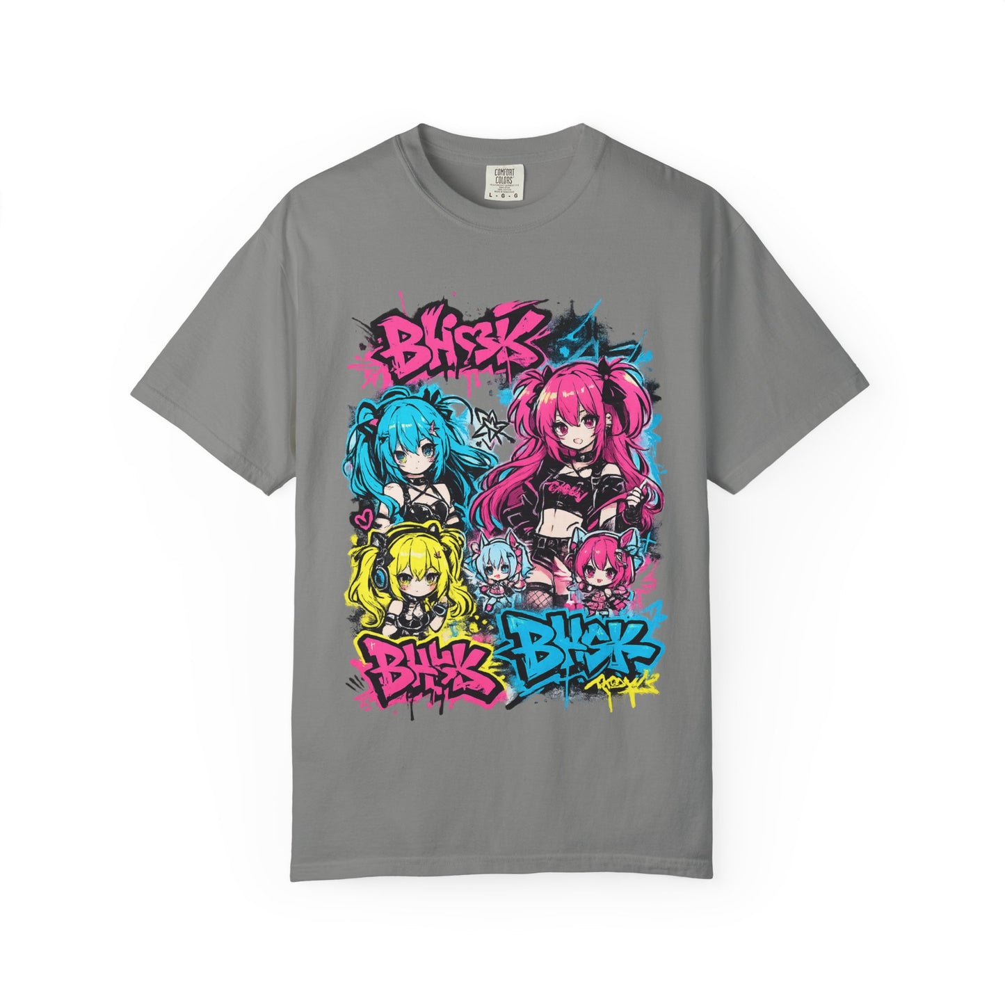 Anime Graffiti Girl Group T-Shirt — Colorful Vocaloid Streetwear