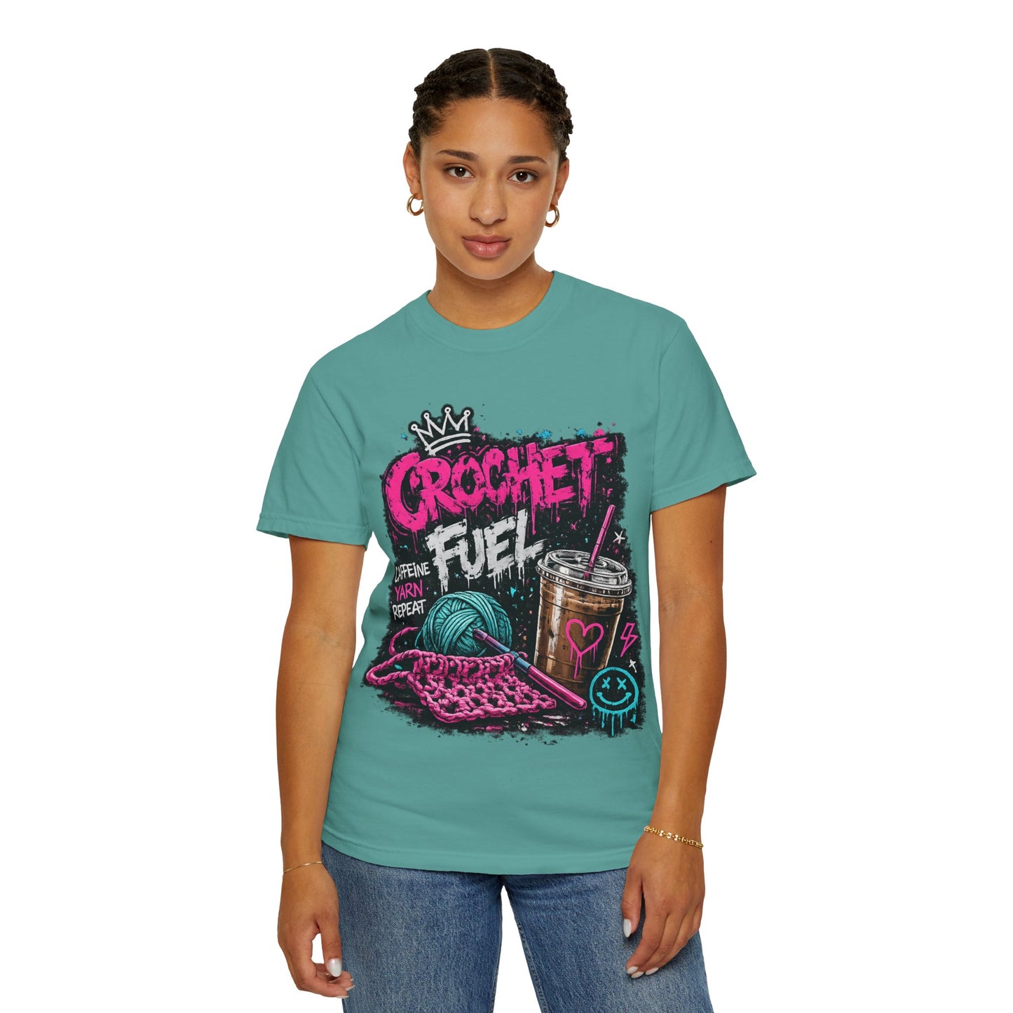 Crochet Fuel T-Shirt — Funny Yarn & Coffee Crochet Tee for Crafters