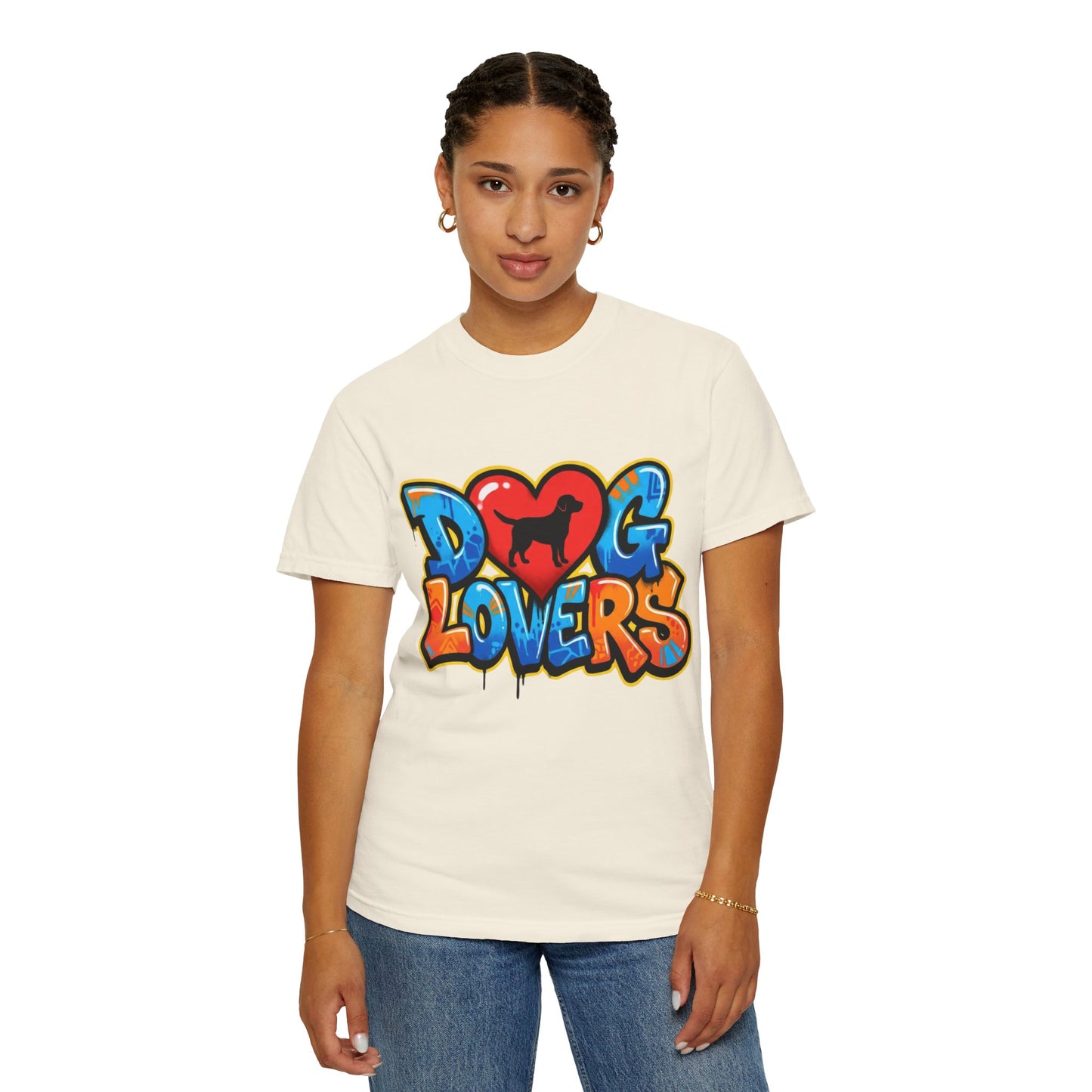 Dog Lovers Graffiti T-Shirt — Heart & Silhouette Pet Lover Tee