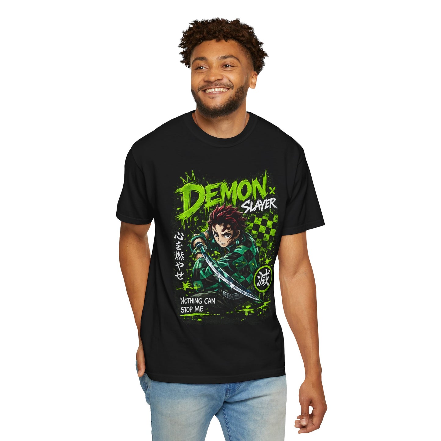 Demon Slayer Graphic T-Shirt — 'Nothing Can Stop Me' Anime Hero Tee
