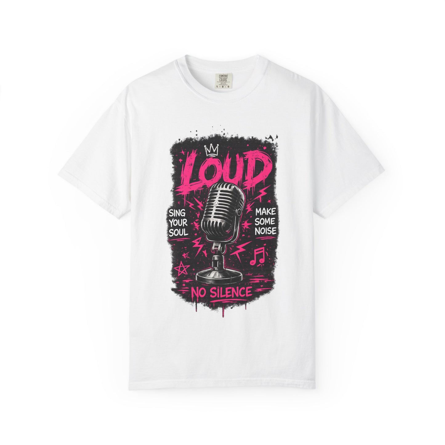 Loud Microphone Graphic T-Shirt | Vintage Mic, Pink Music Art