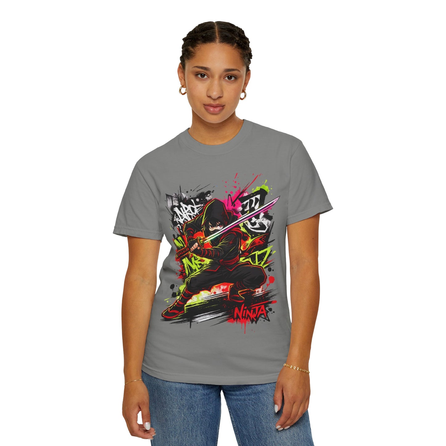 Ninja Graffiti Art T-Shirt – Urban Street Samurai Graphic Tee