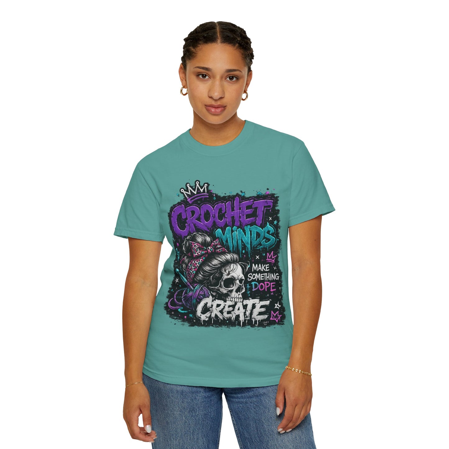 Crochet Minds 'Make Something Dope' Graphic T-Shirt — Edgy Crochet Skull Tee